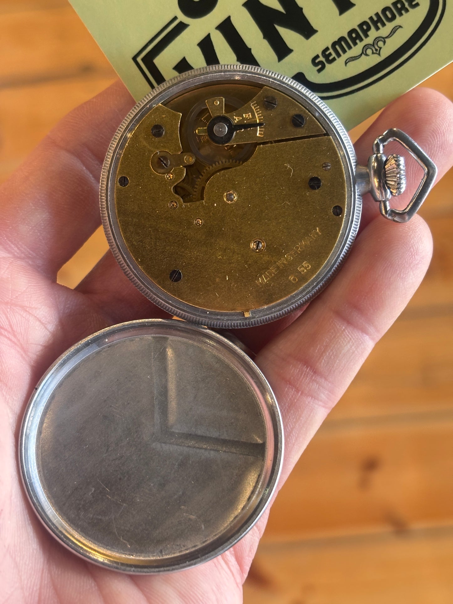 Vintage German Pocket Watch – Luminous Arabic Dial – Sub Seconds – c.1940s–1950s – Made in Germany