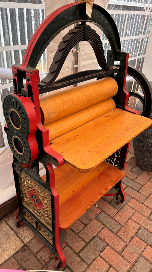 Restored Victorian Ewbank Jewel Mangle – 155cm Antique Cast Iron Laundry Wringer with Ornate Detail
