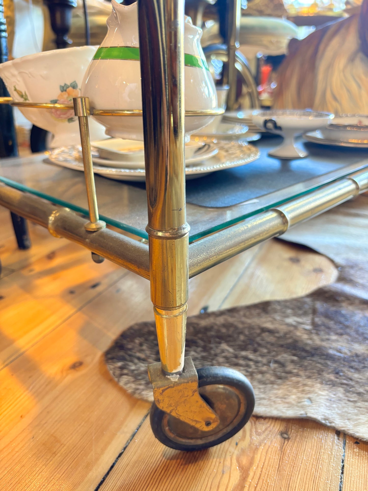 Elegant Brass Drinks Trolley