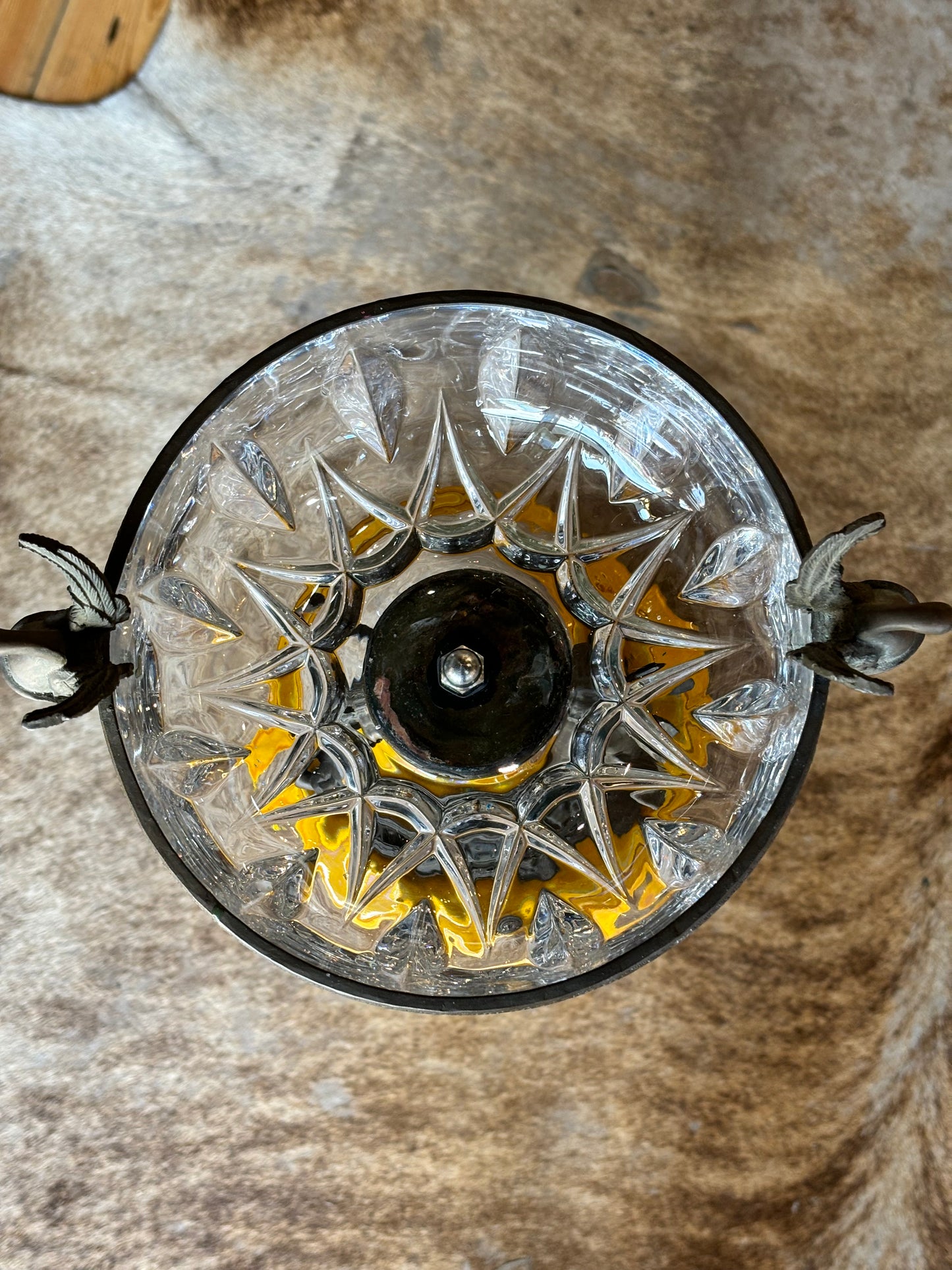 1920s French Bronze And Cut Crystal Compote