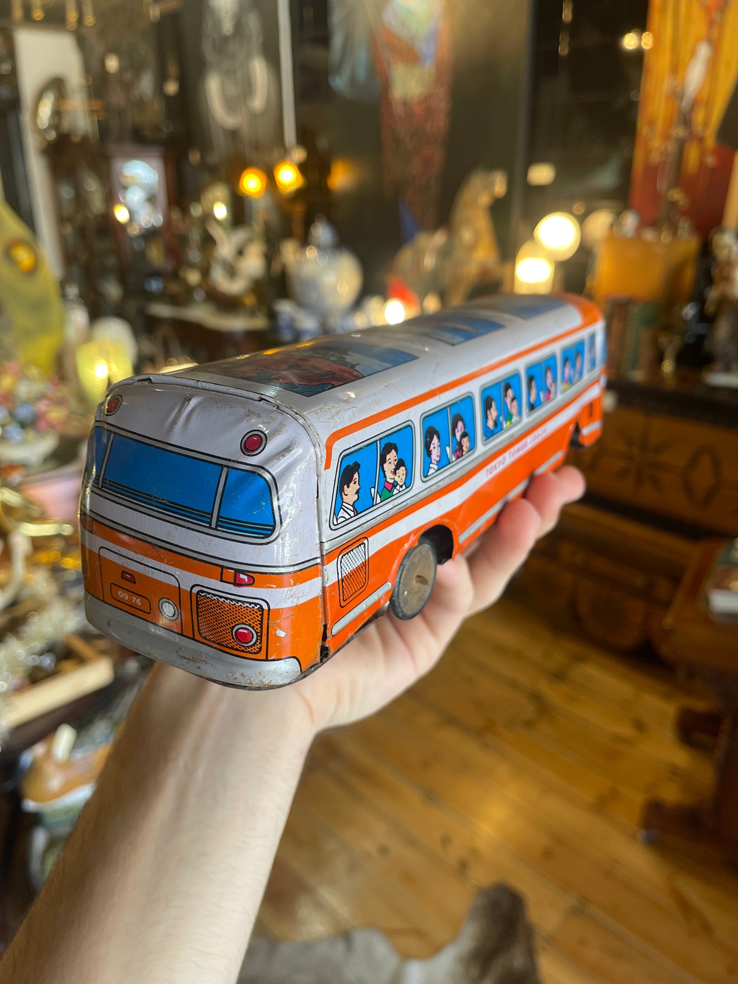 Vintage 1950s Tin Toy Litho Tokyo Tower Coach Friction Bus – Made in Japan