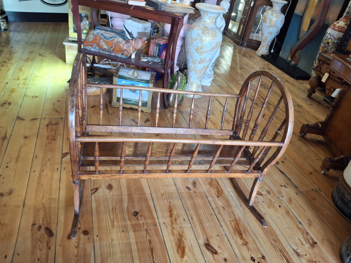 Antique Wooden Baby Cradle (Vintage Rocking Cot)