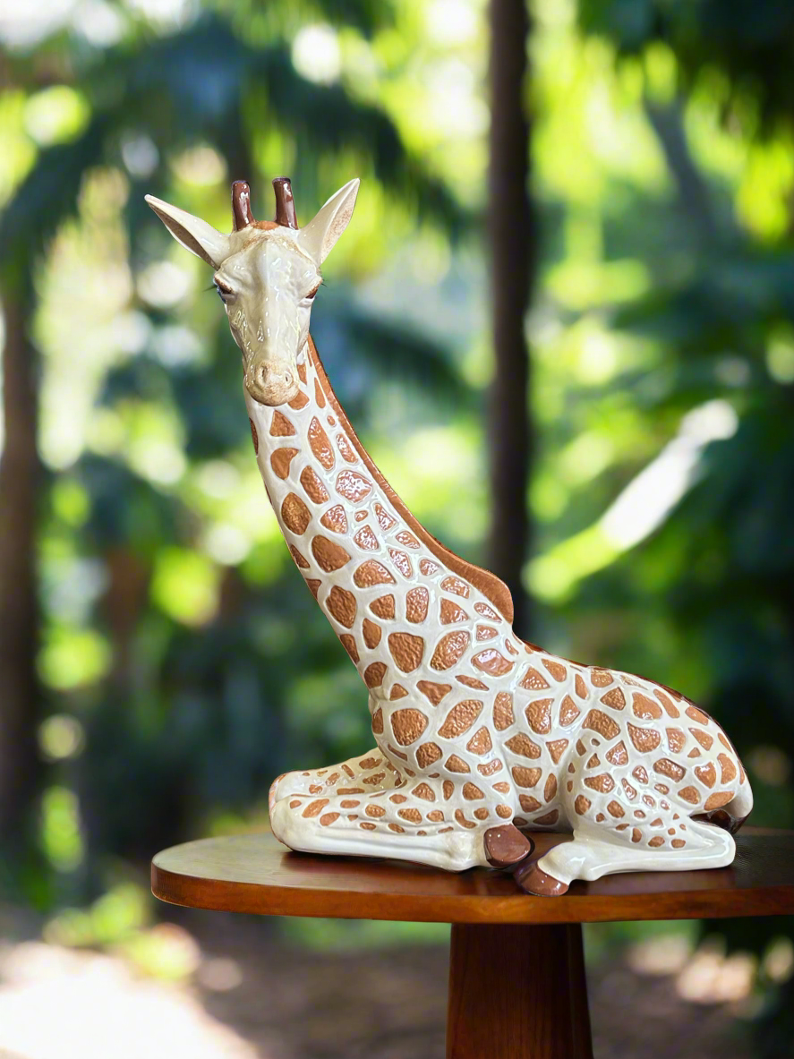 Glazed Giraffe Handmade Statue