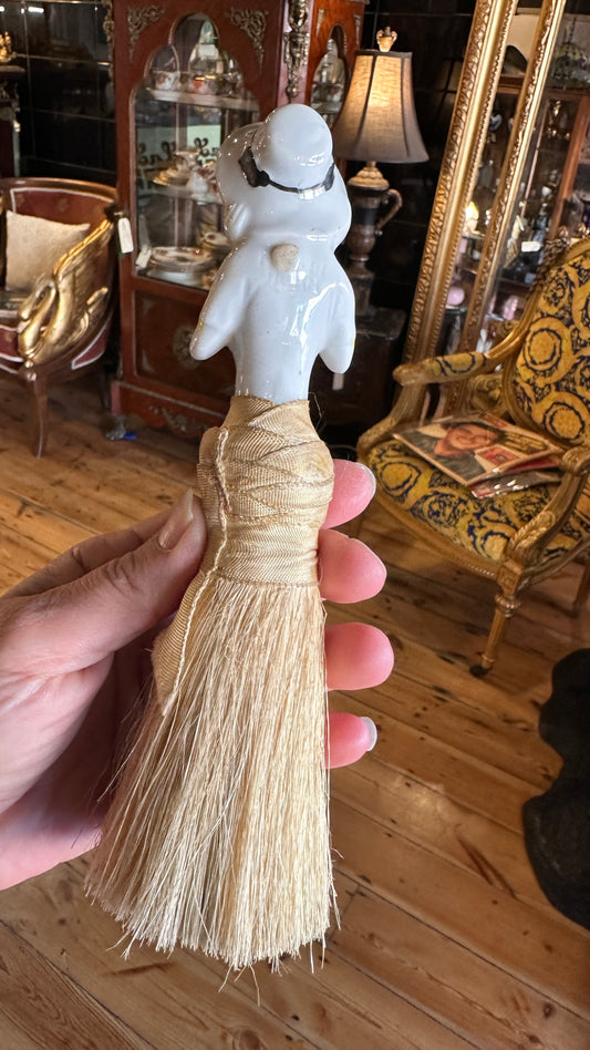 Vintage Japanese porcelain half-doll vanity or clothes brush, 1920-30s