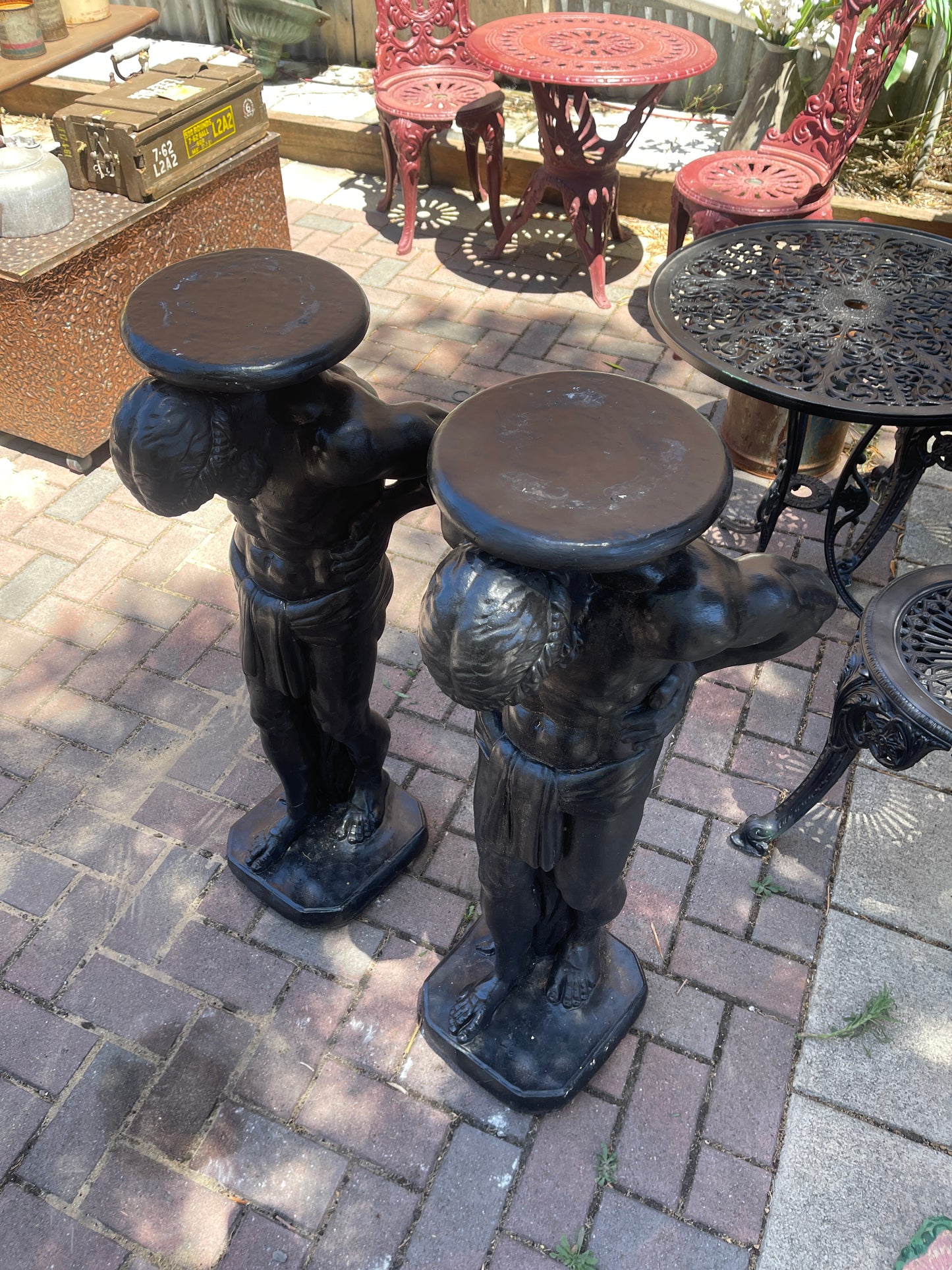 Pair of Large Atlas Pedestals ($295 each)