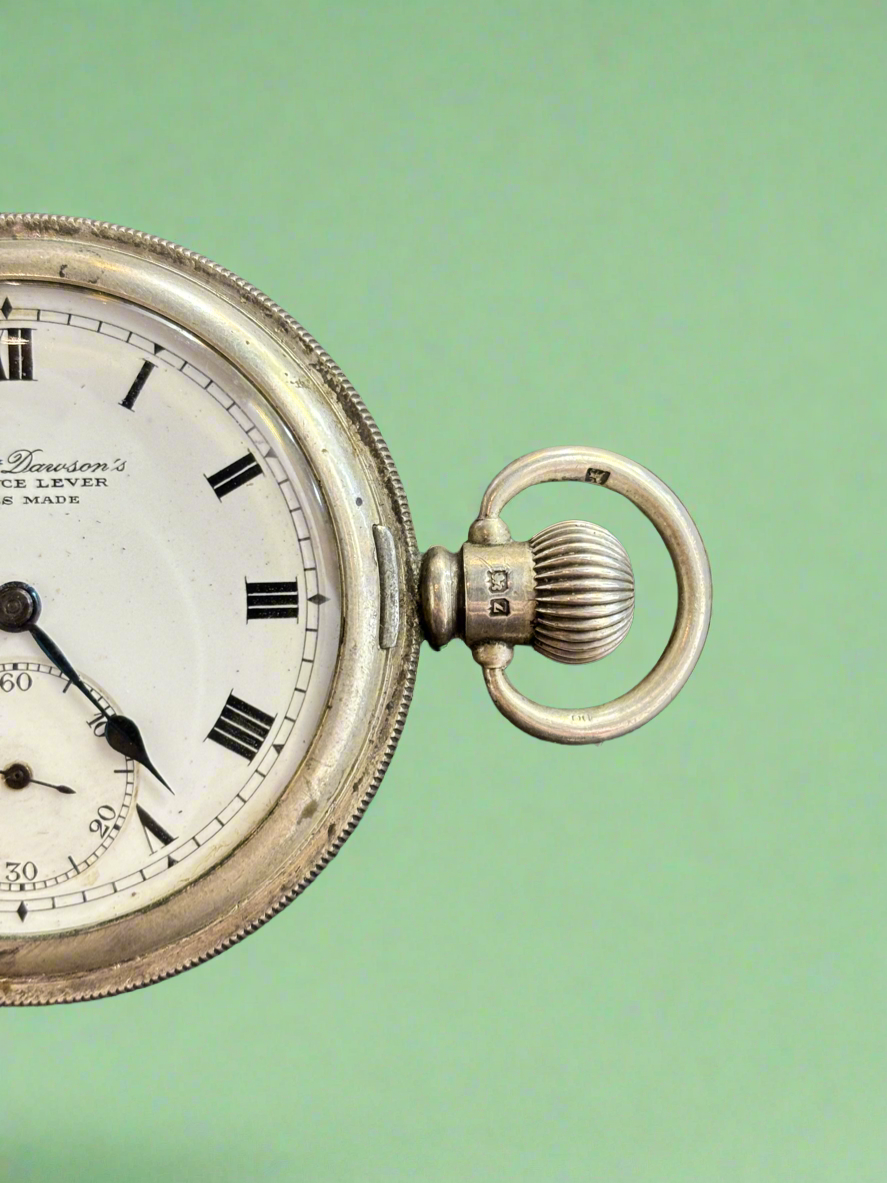 Silver Stewart Dawson Working Pocket Watch Swiss Defiance Lever Movement