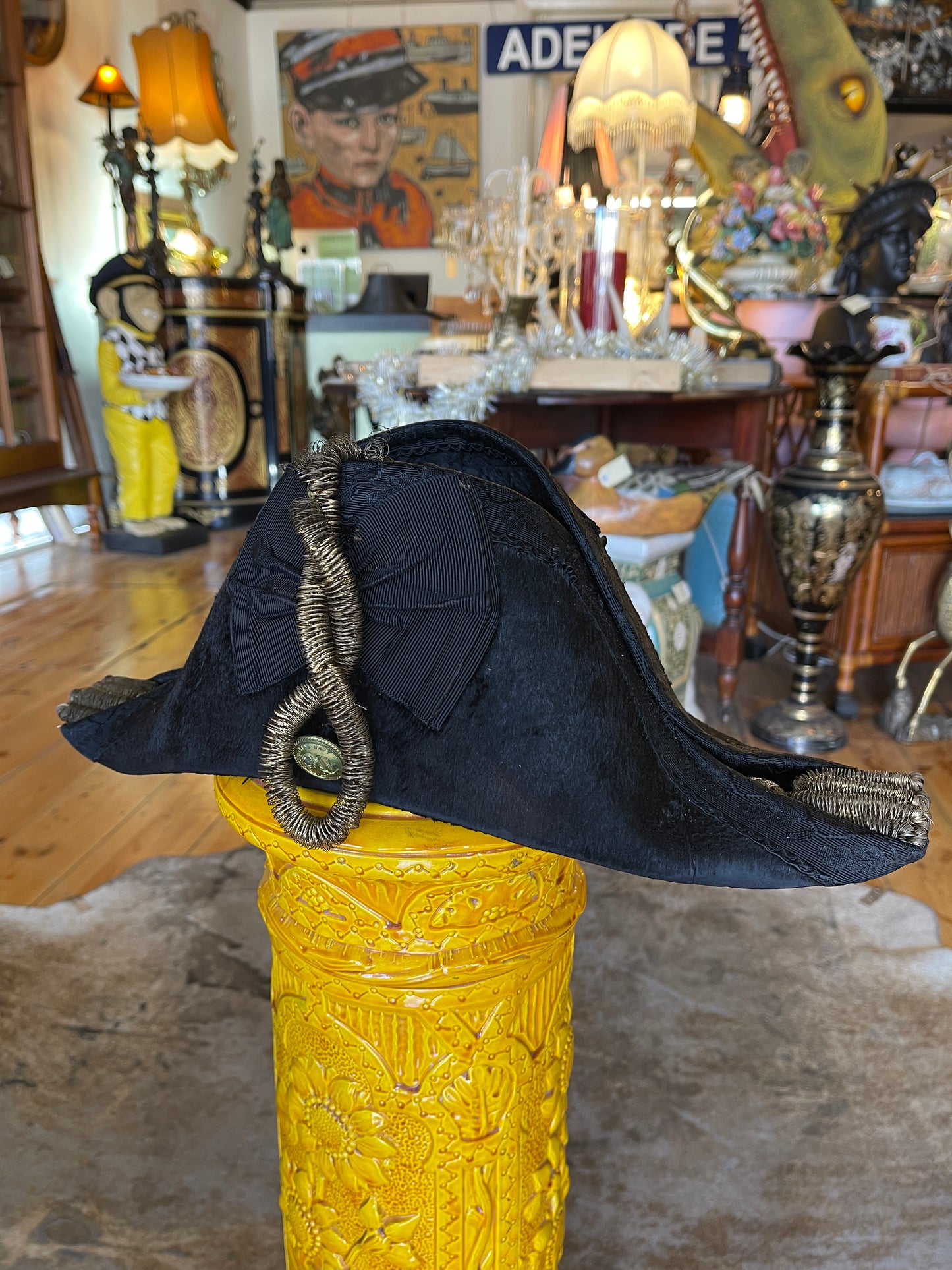 Early Australian Navy Bicorn Hat c.1860–1900 & Original Case – E. Cutler Military Tailor London