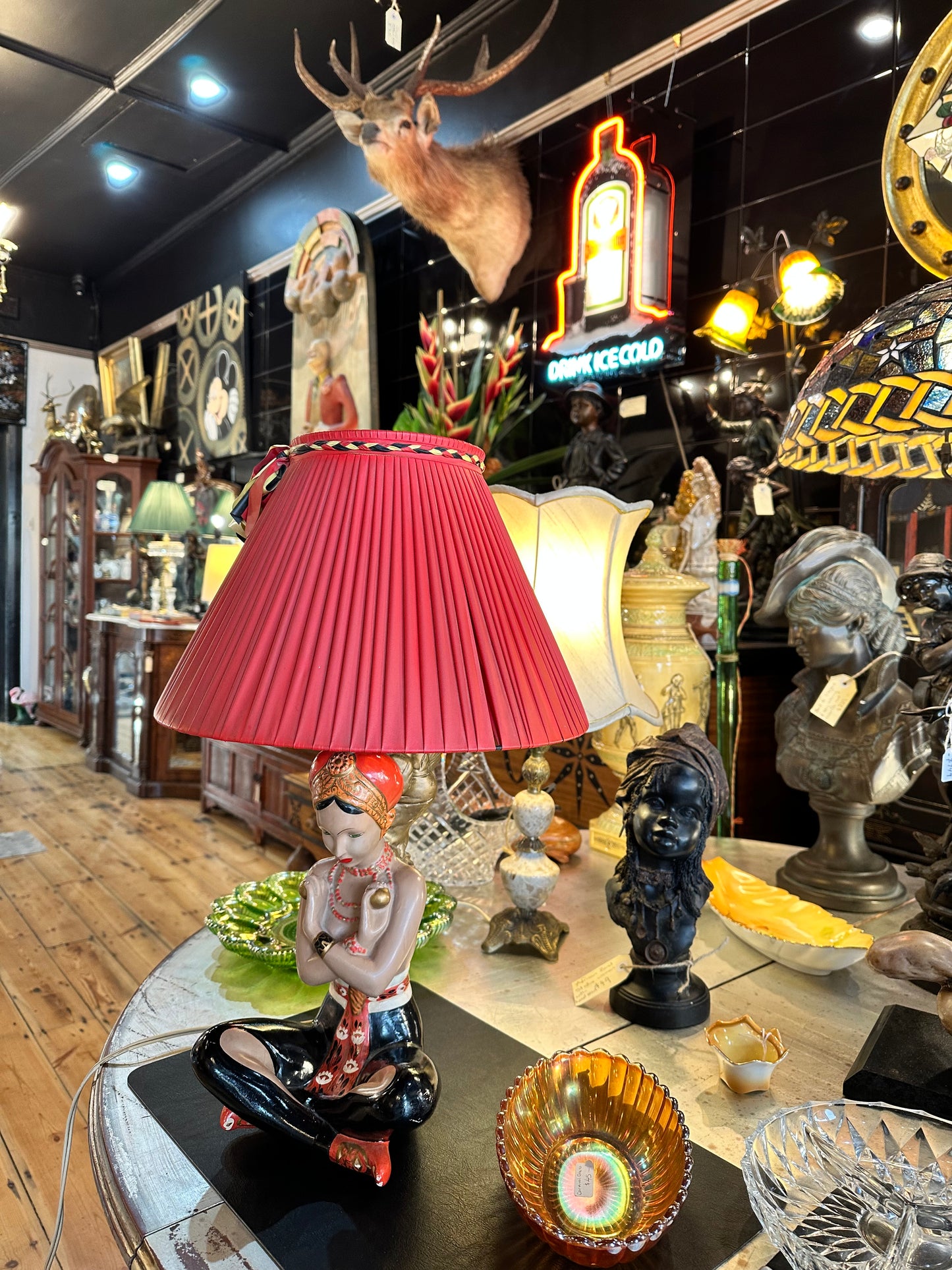 Persian Lady Lamp with Shade, 1950s