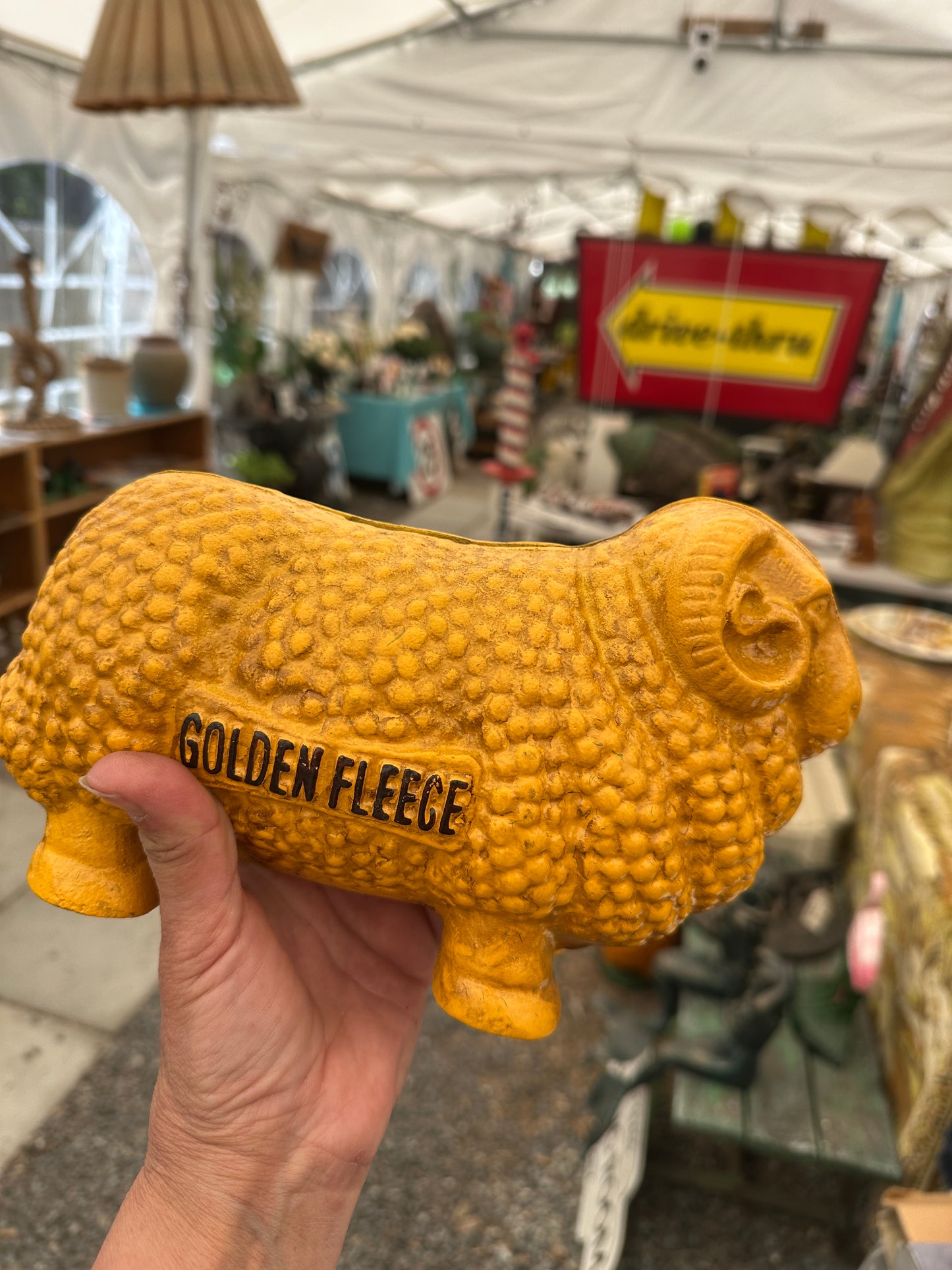 Large ‘Golden Fleece’ Cast Iron Coin Bank