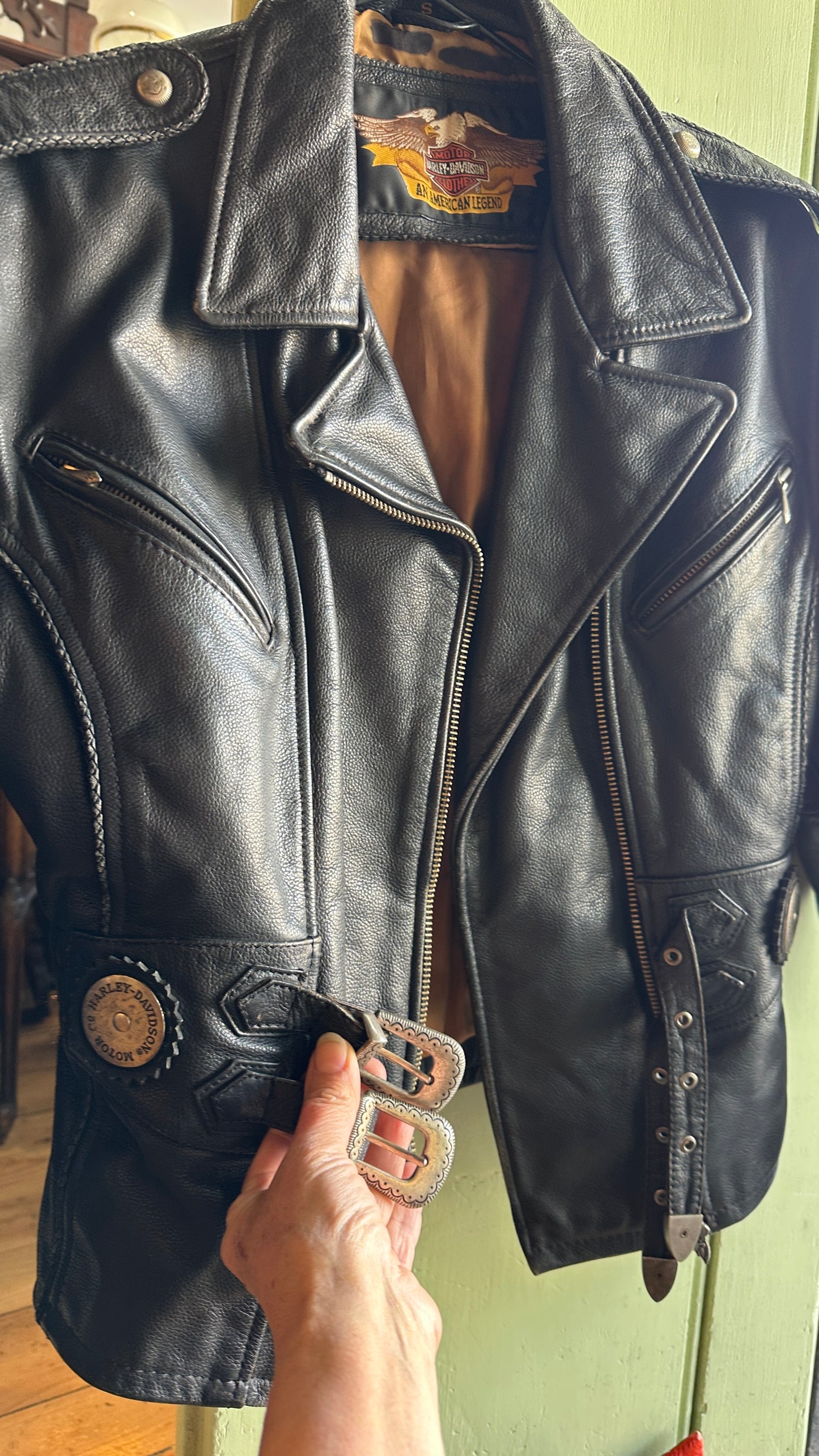Vintage Harley Davidson Leather Ladies Jacket, Size Small-Women’s