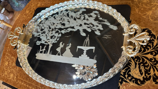 Classic vintage Italian Venetian/ Murano glass mirrored tray (mid-century, circa 1950s-1960s).