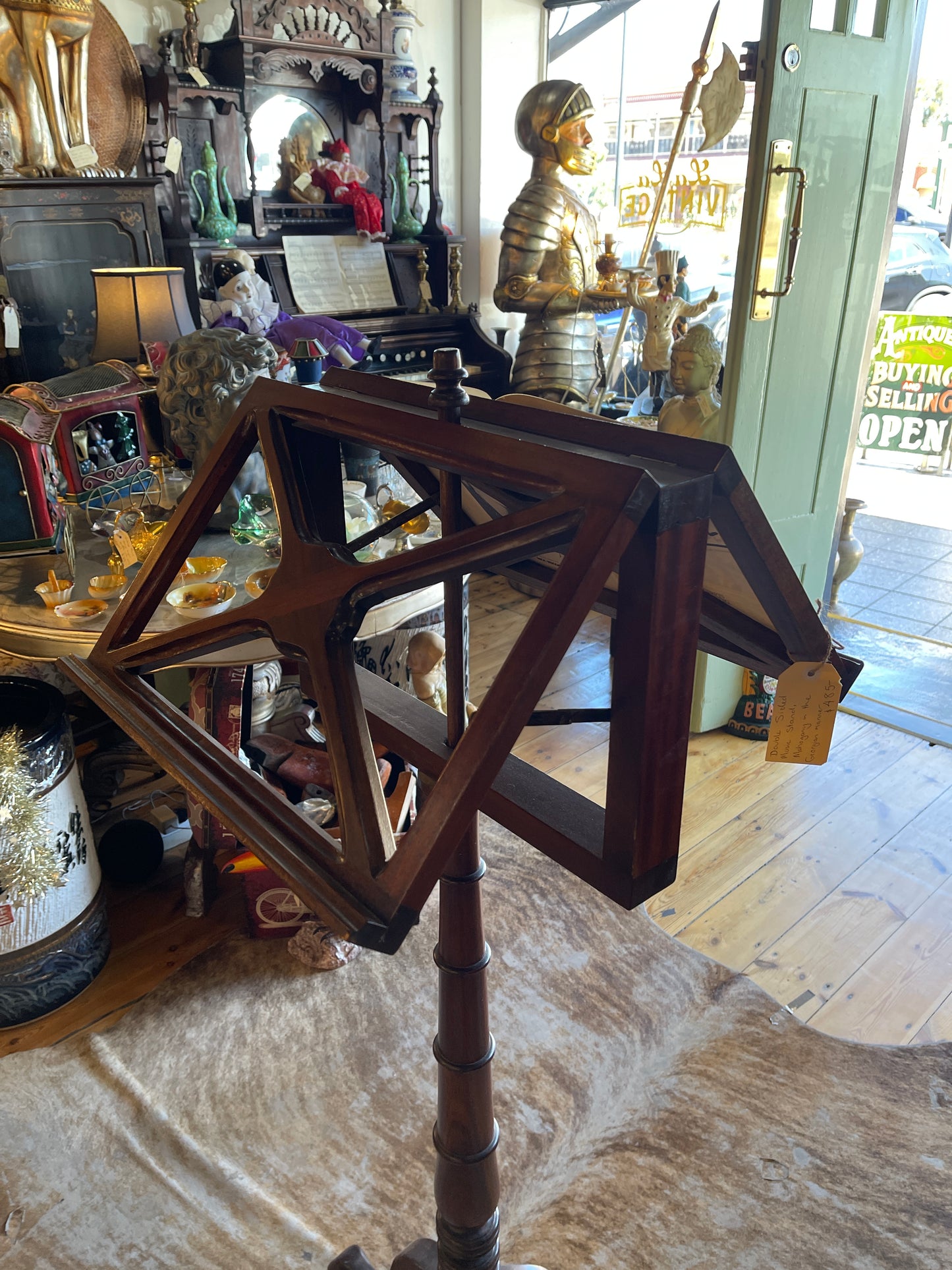 Georgian-Style Double-Sided Mahogany Music Stand