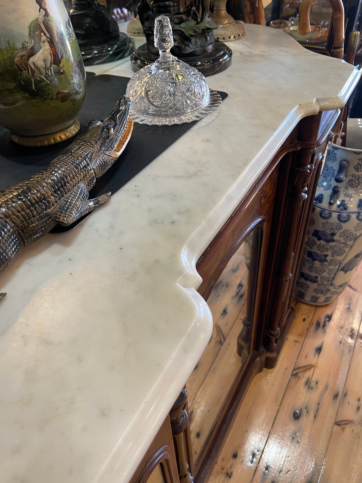 Exquisite Victorian Walnut Inlaid Credenza