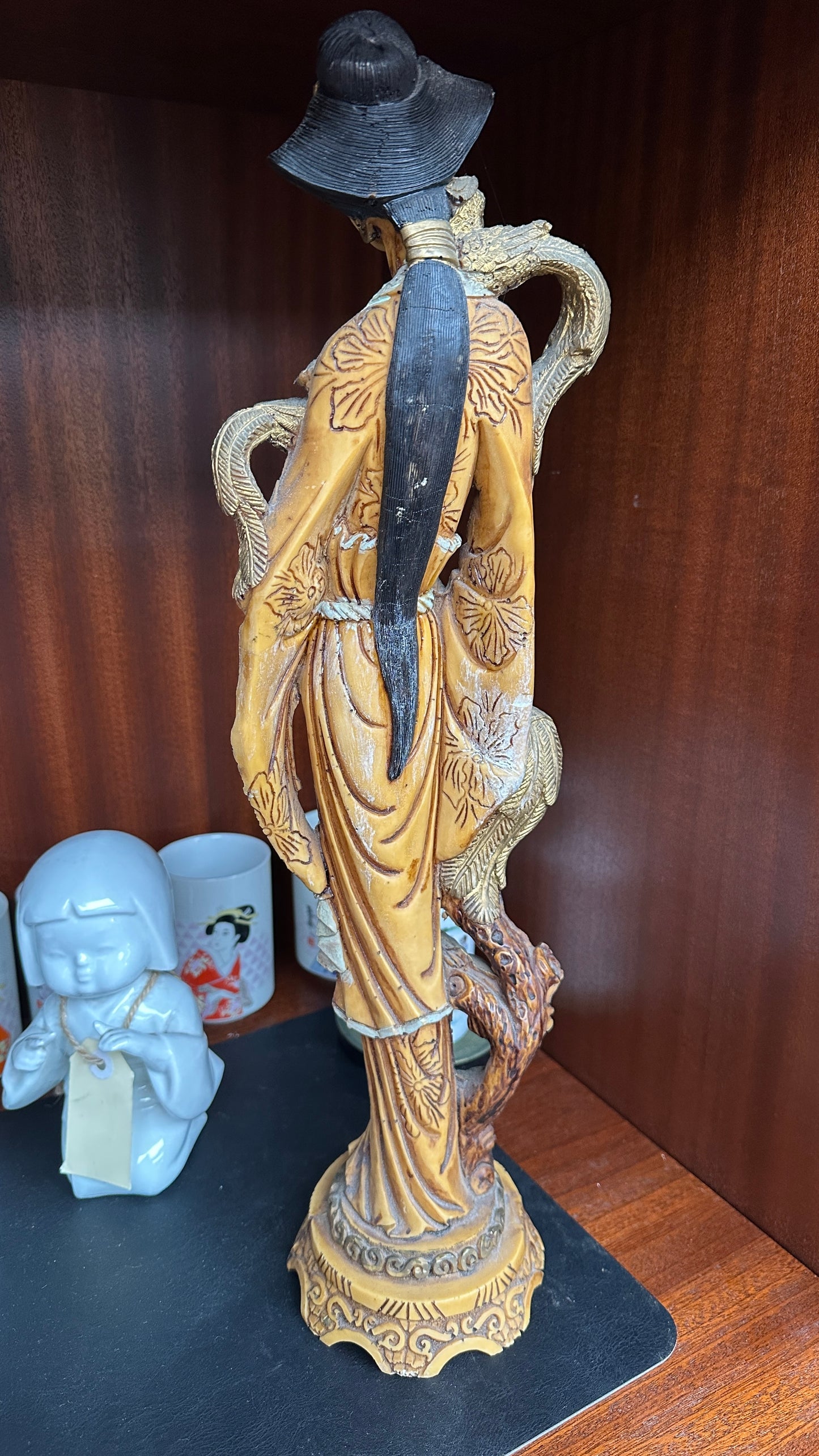 Vintage Chinese Male and Female Statues of Good Luck