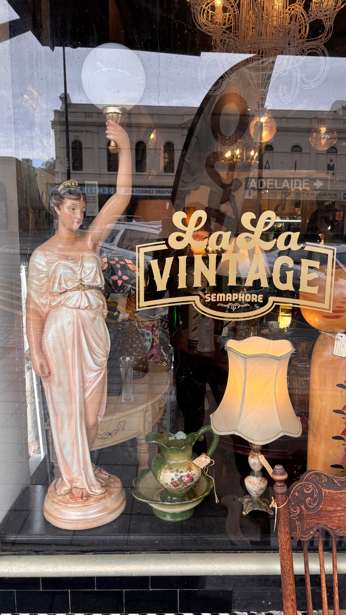 Elegant Classical Lady Lamp – 130cm (1930s–50s, Chalkware or Plaster)