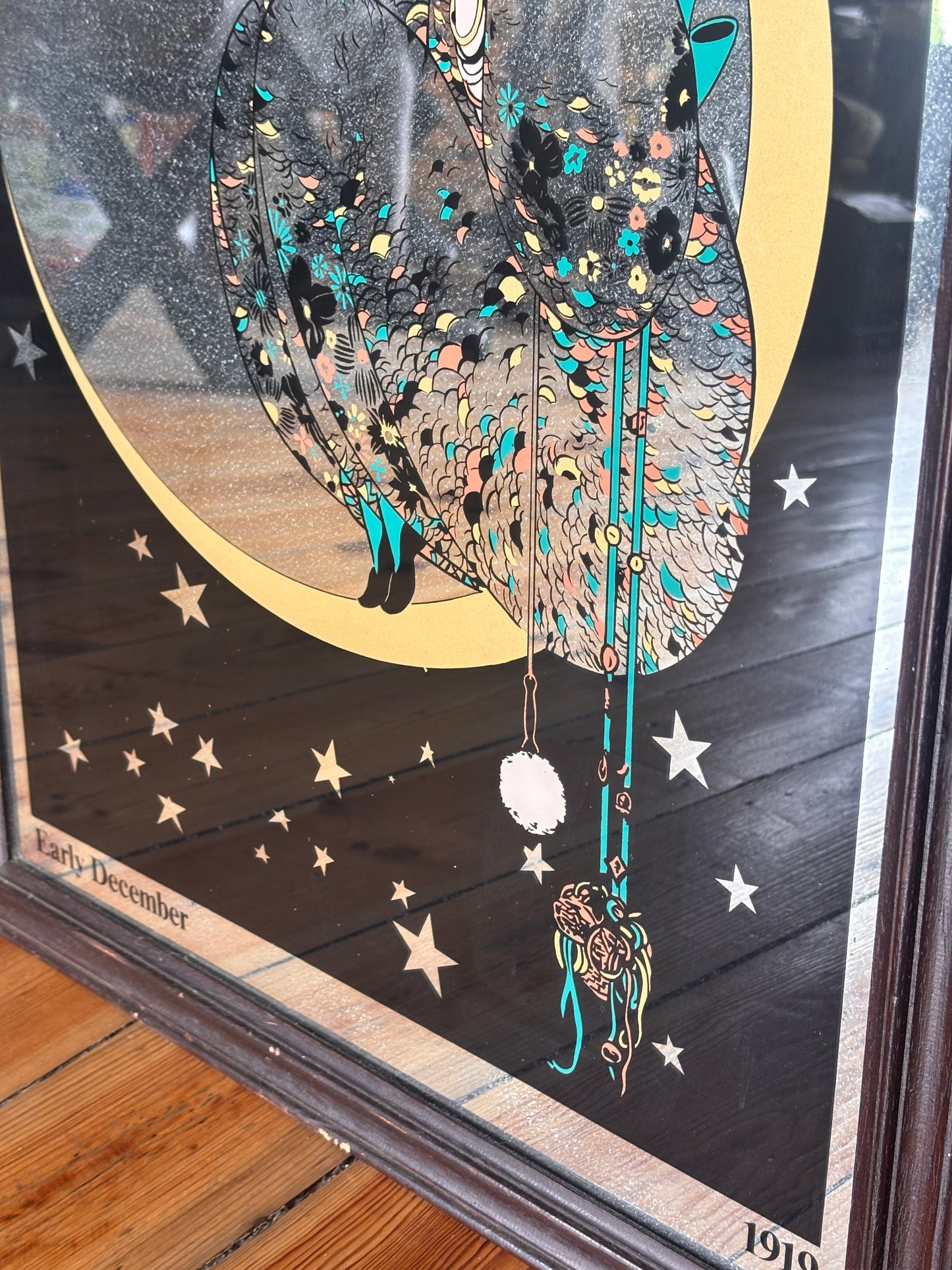 1970s Vintage Vogue Art Deco Mirror – Early December 1919 Cover | Patinated Glass