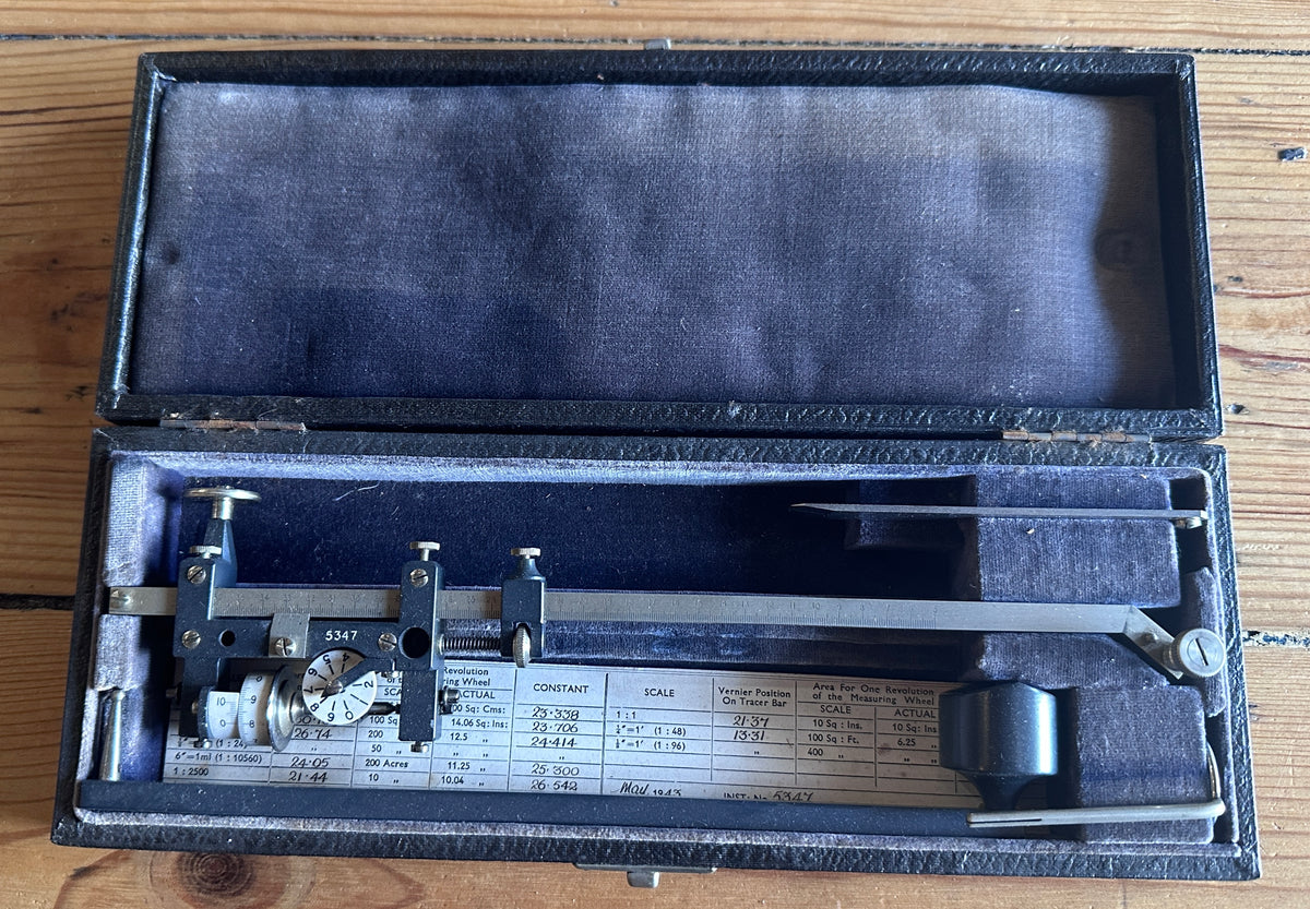 Vintage Stanley Allbrit Compensating Polar Planimeter Drafting Map Tool with Case