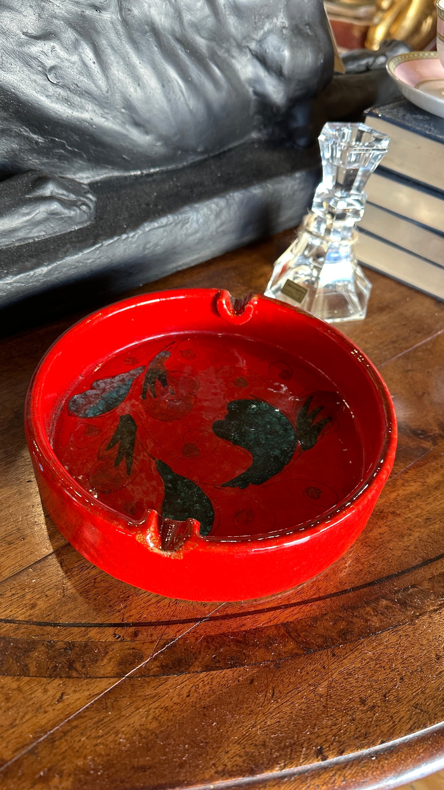 Mid century Italian, red glazed pottery, diameter: 20cm