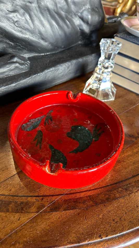 Mid century Italian, red glazed pottery, diameter: 20cm