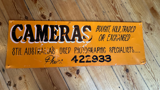 Vintage 1960s/70s South Australian Metal Camera Shop Sign (90cm x 30cm)