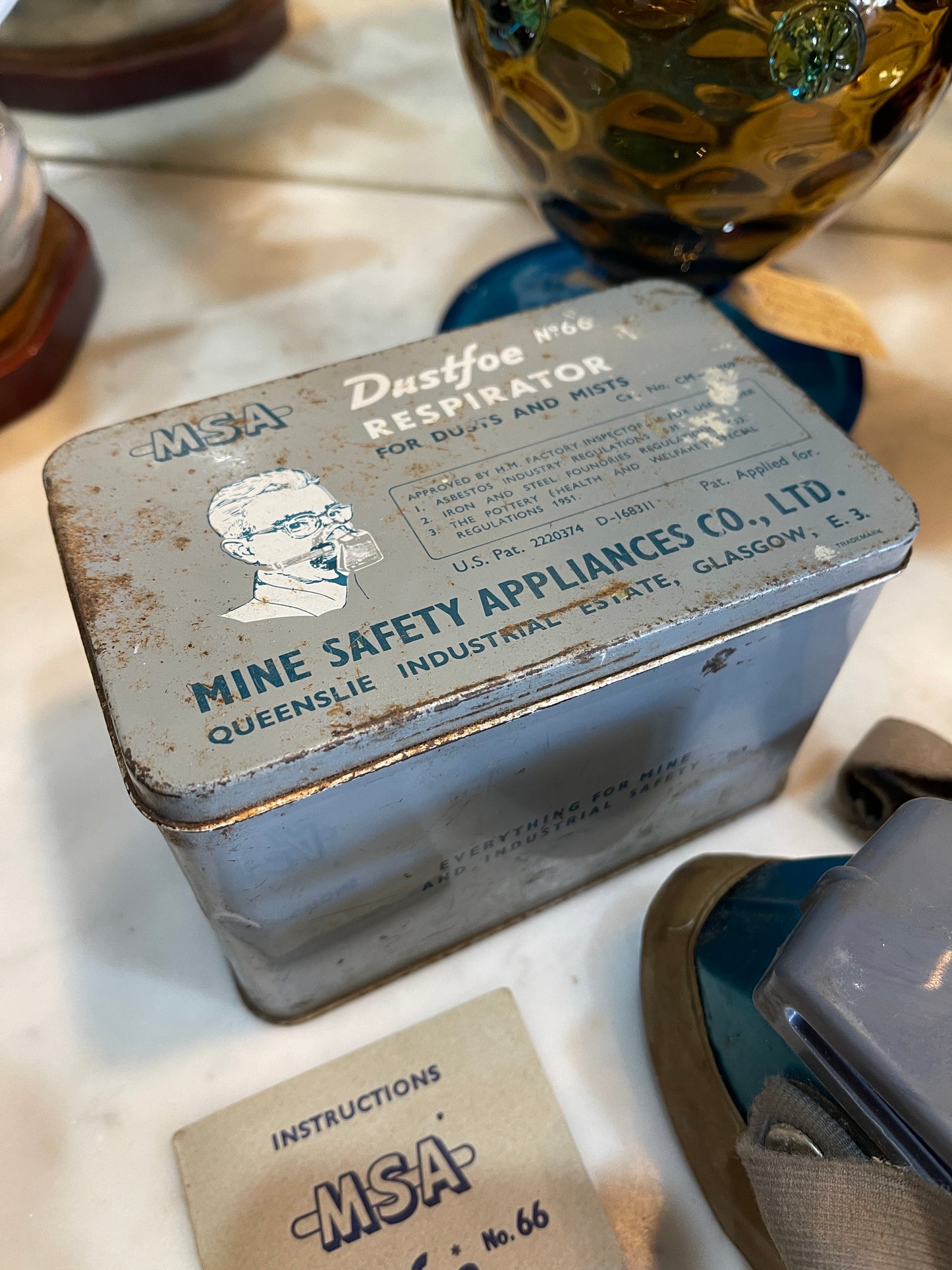 c.1950s MSA Dustfoe No. 66 Respirator - Complete with Tin and Instructions