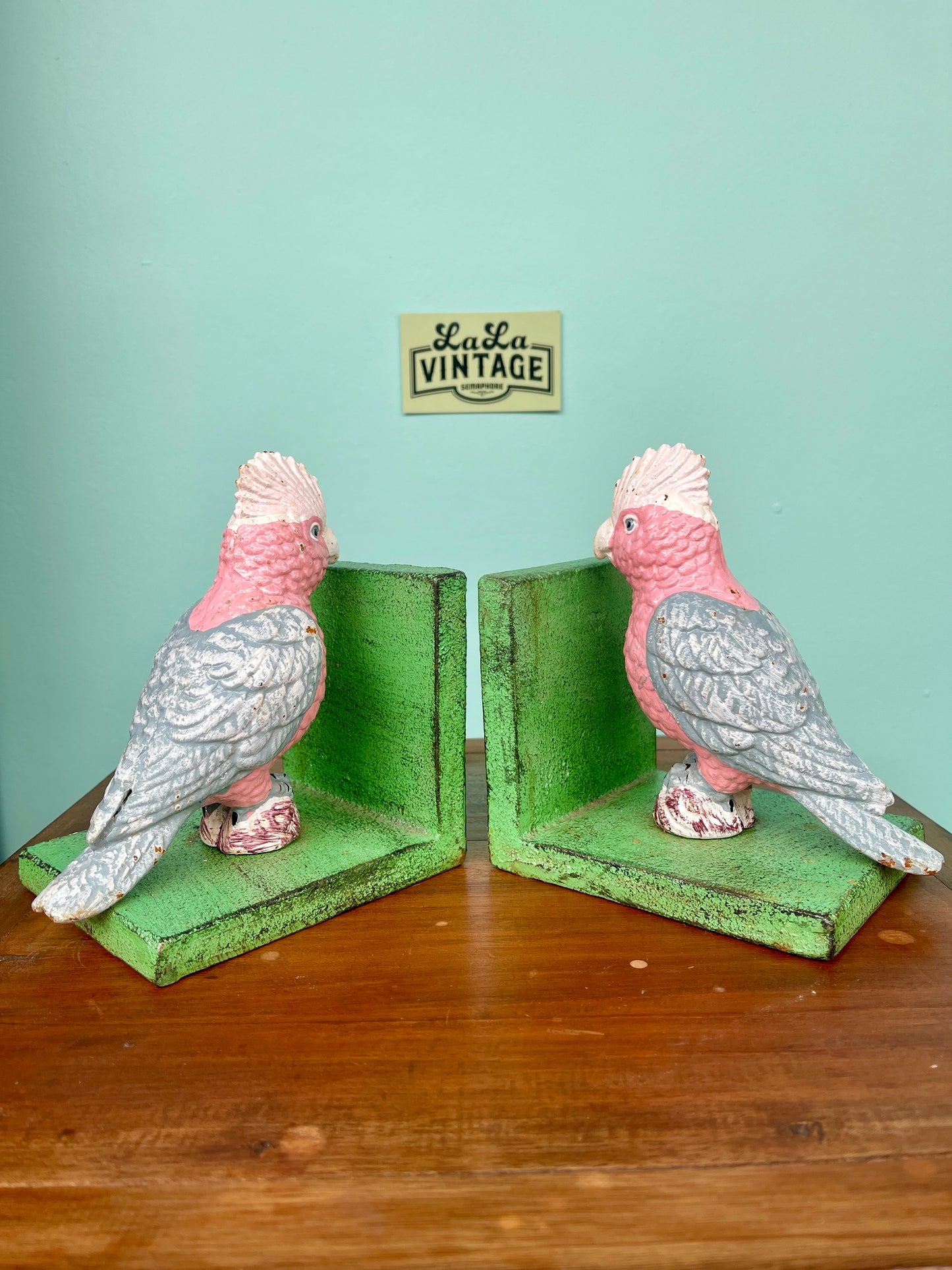 Cast Iron Galah Bird Bookends