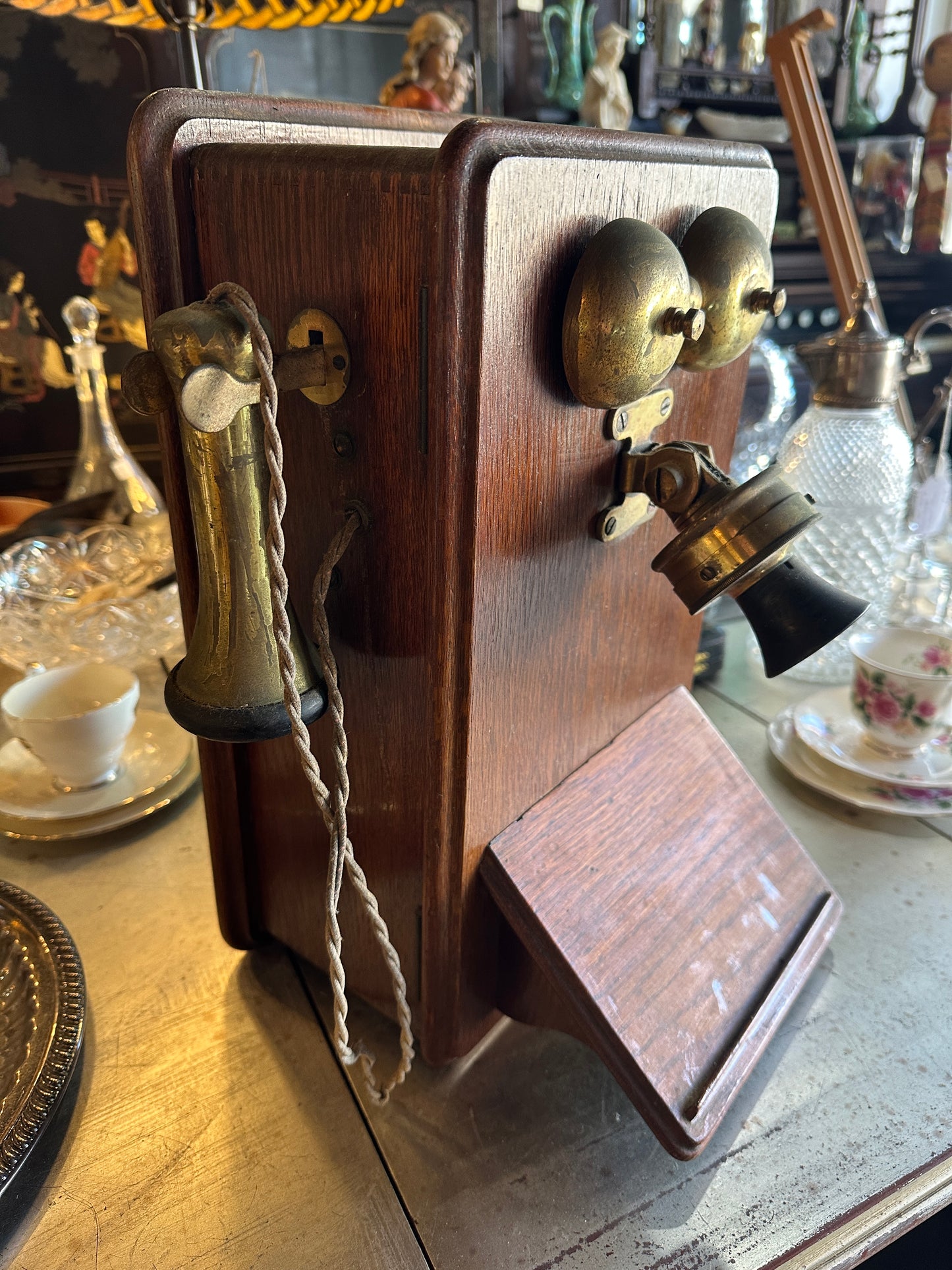 Antique Commonwealth of Australia PMG magneto oak wall telephone