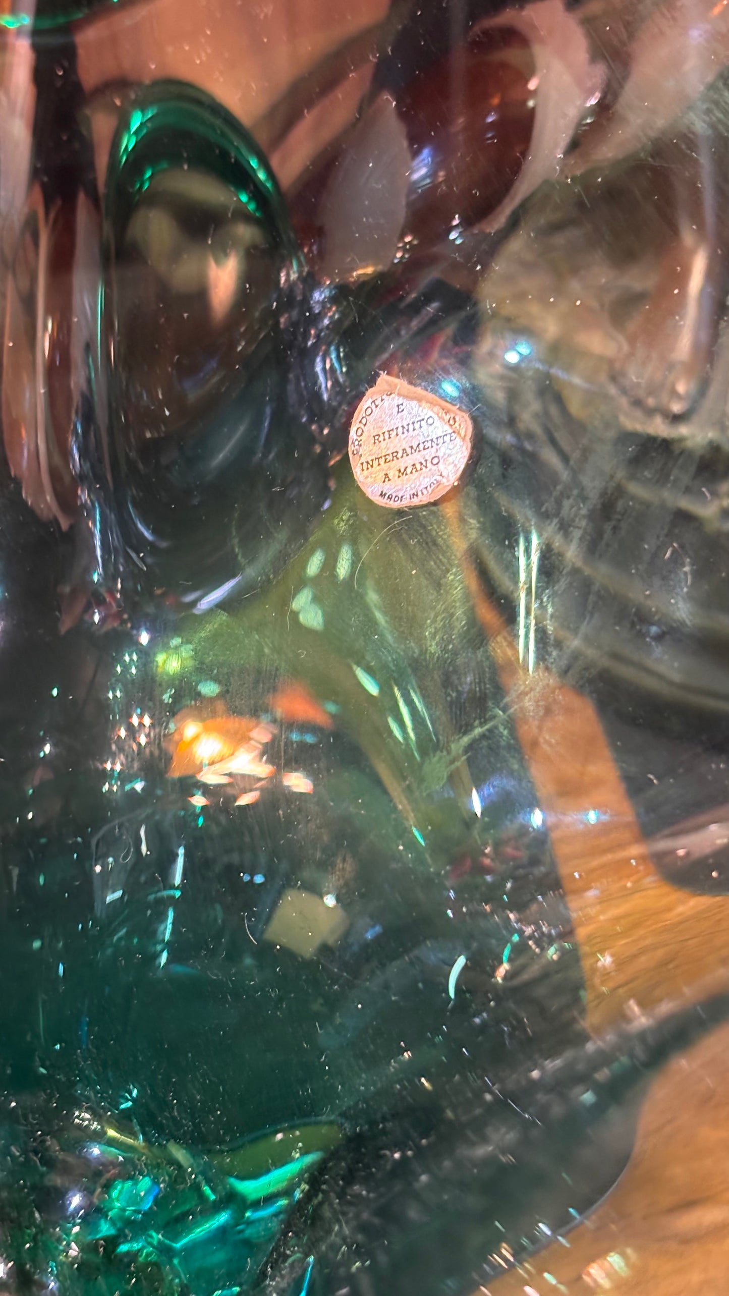 Vintage Italian Green Glass Centerpiece Bowl with Silver Base – Robean – Handcrafted Rococo Style, 35cm