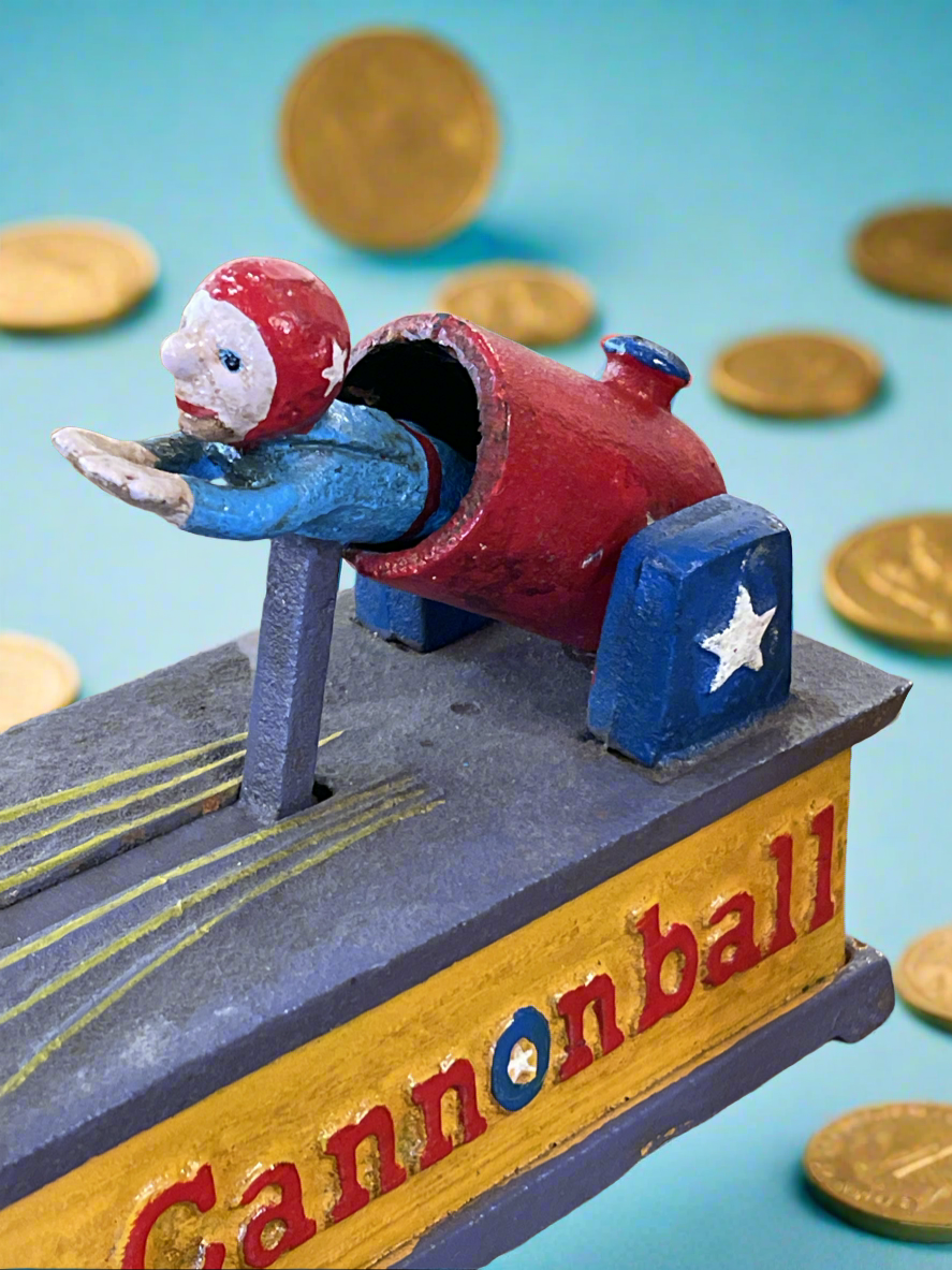 ‘Human Cannonball’ Cast Iron Coin Bank