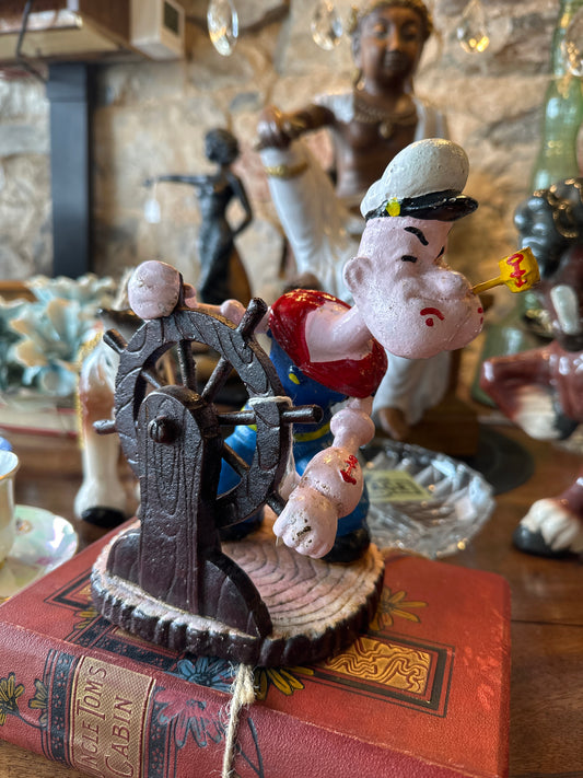 Cast Iron Popeye with Ships Wheel