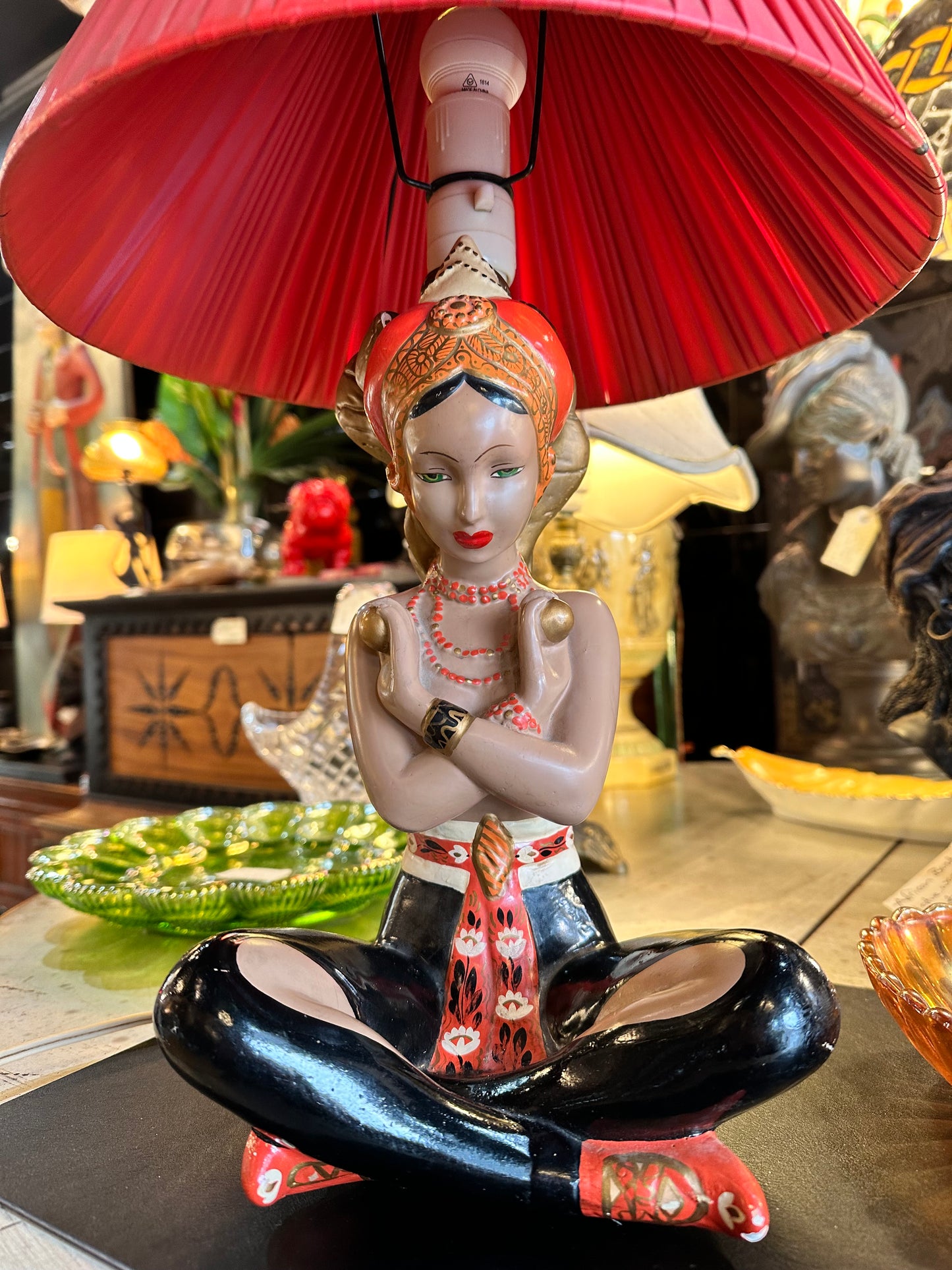 Persian Lady Lamp with Shade, 1950s