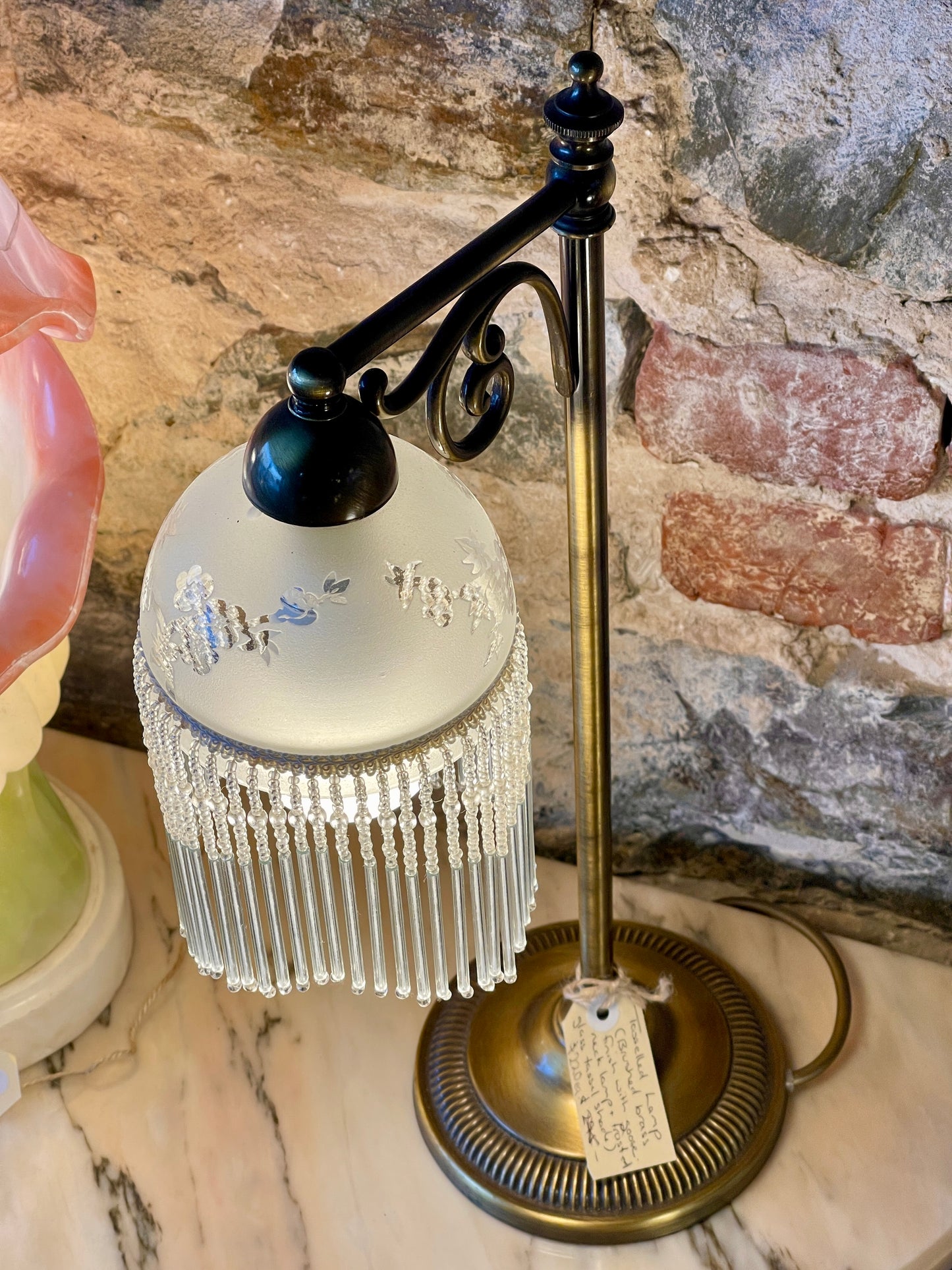 Stunning Tasselled Lamp with Frosted Glass Shade