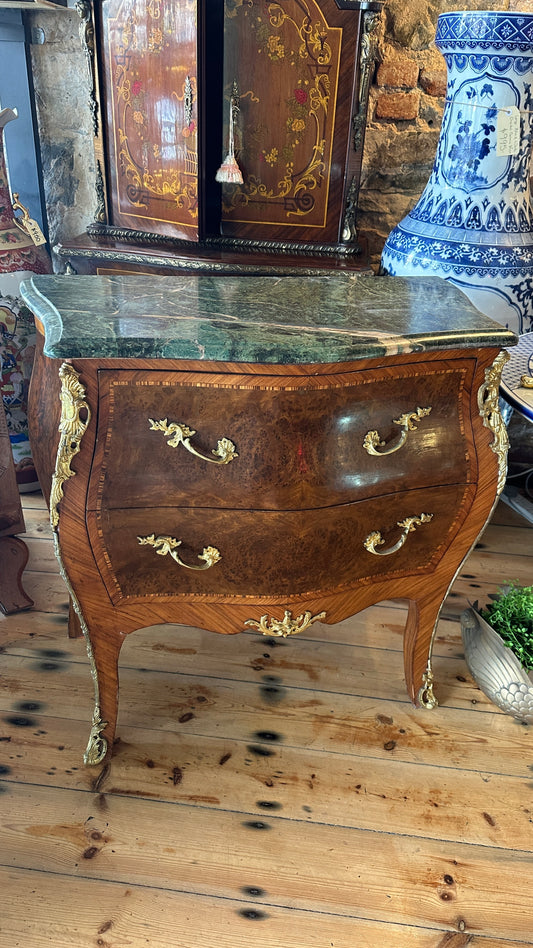 Beautiful Louis XV style marble top commode with two drawers