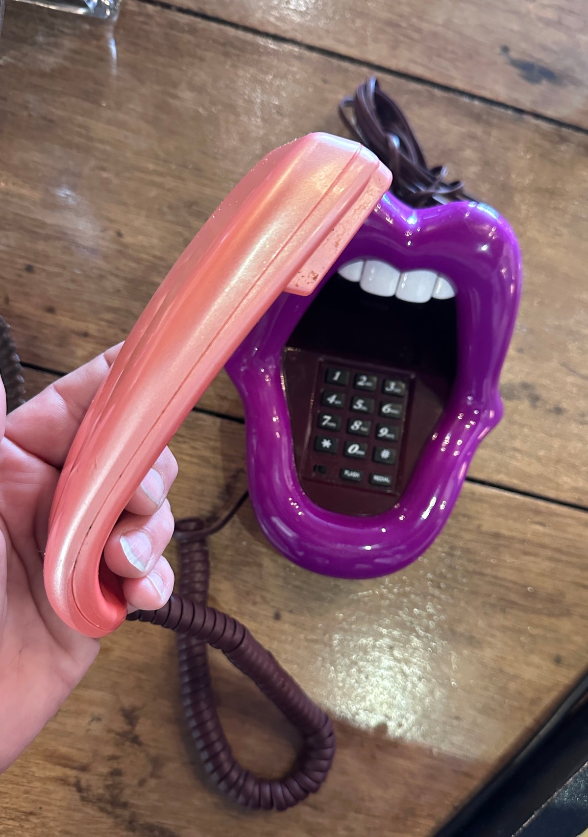 Vintage 90s Pop Art Purple Lip & Tongue Novelty Telephone - Retro Landline