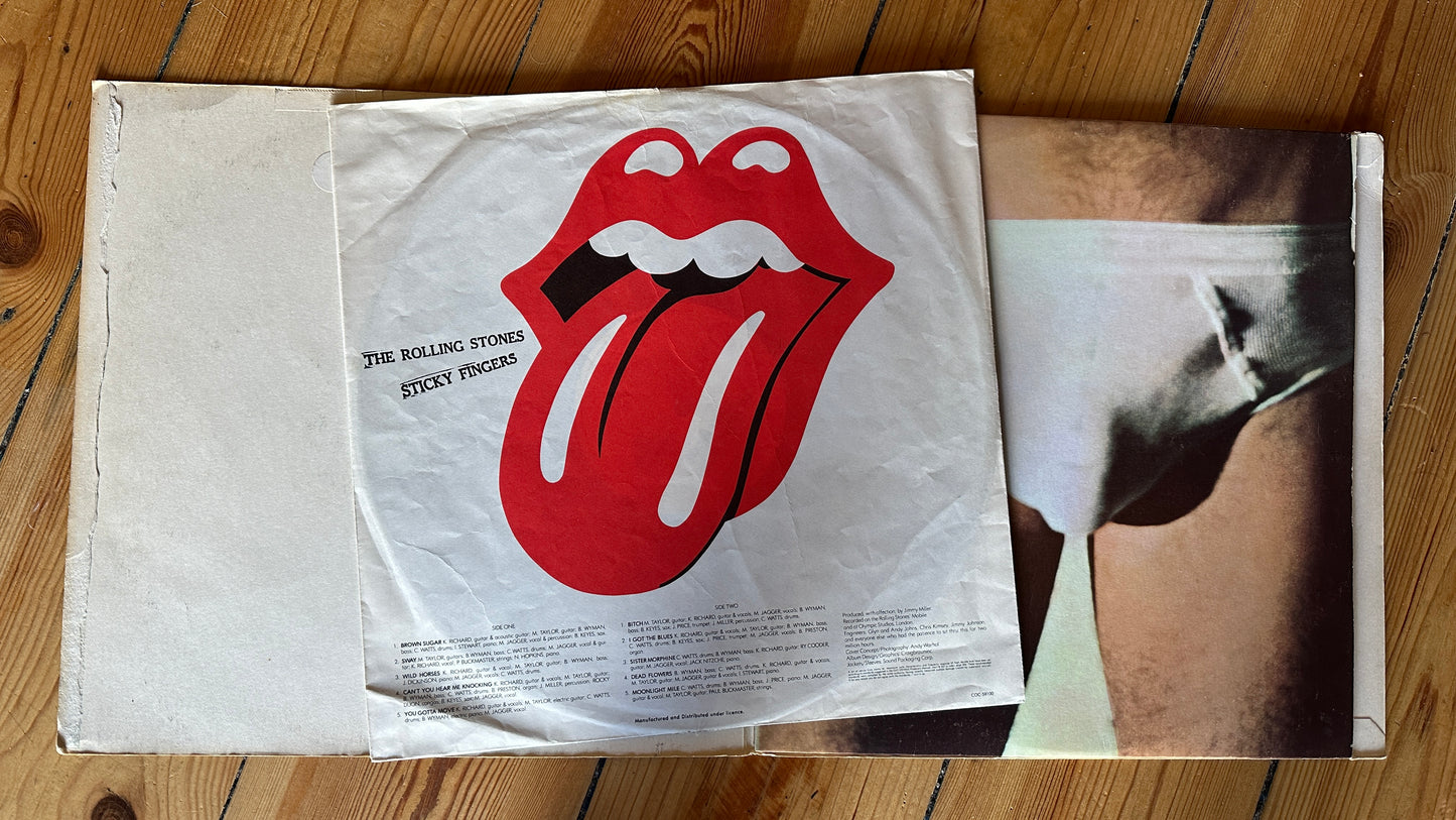 Rolling Stones vinyl “Sticky Fingers”featuring the iconic Andy Warhol design