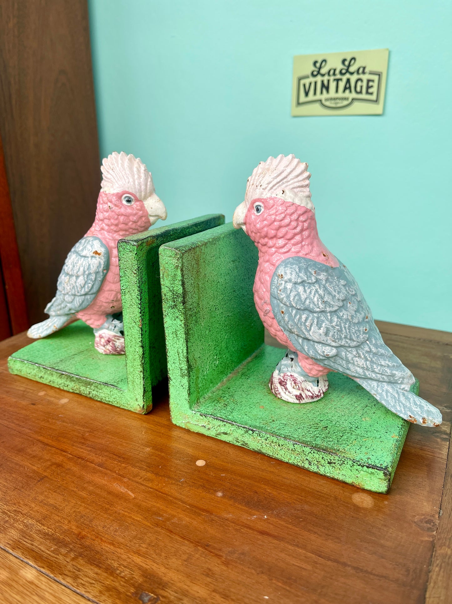 Cast Iron Galah Bird Bookends