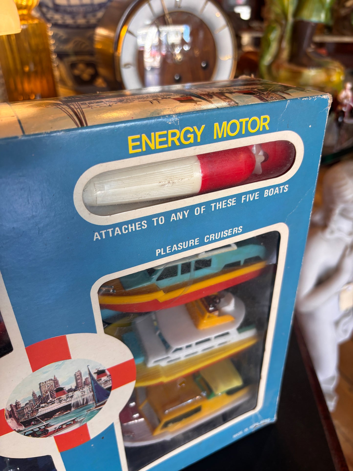 Vintage 1960s Battery Operated Harbour Set with Energy Motor – Boxed Hong Kong Toy Boats