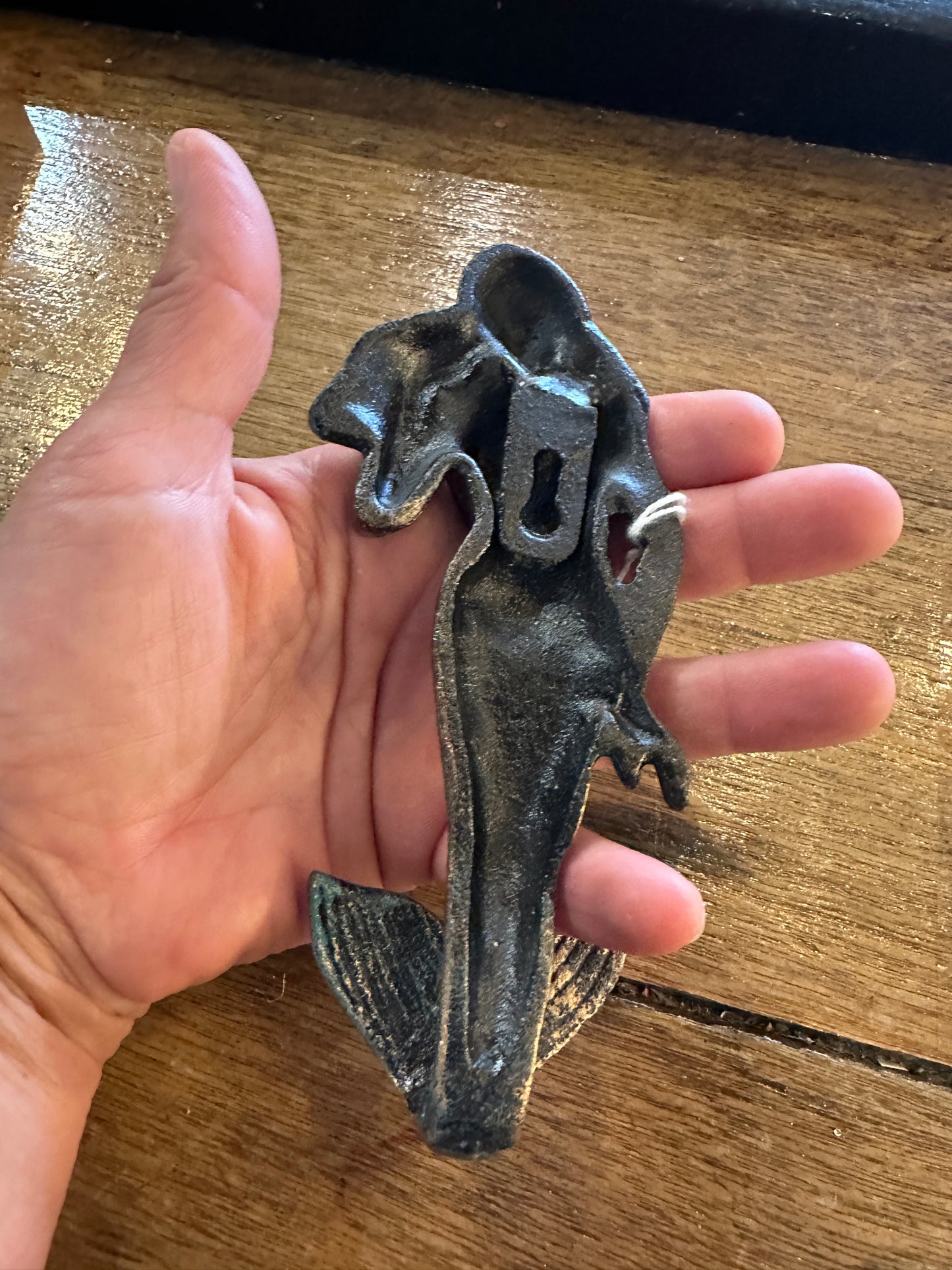 Mermaid Hook, cast iron with aged finish