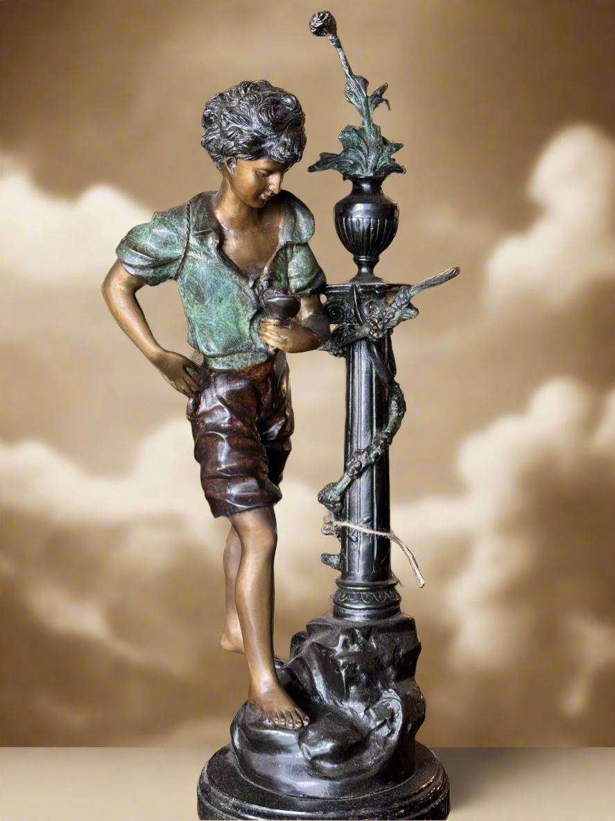 Large Bronze Sculptures on Marble Bases Statues