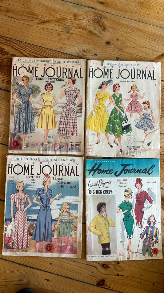 Vintage Australian Home
Journal magazines featuring knitwear and fashion patterns, $15 each