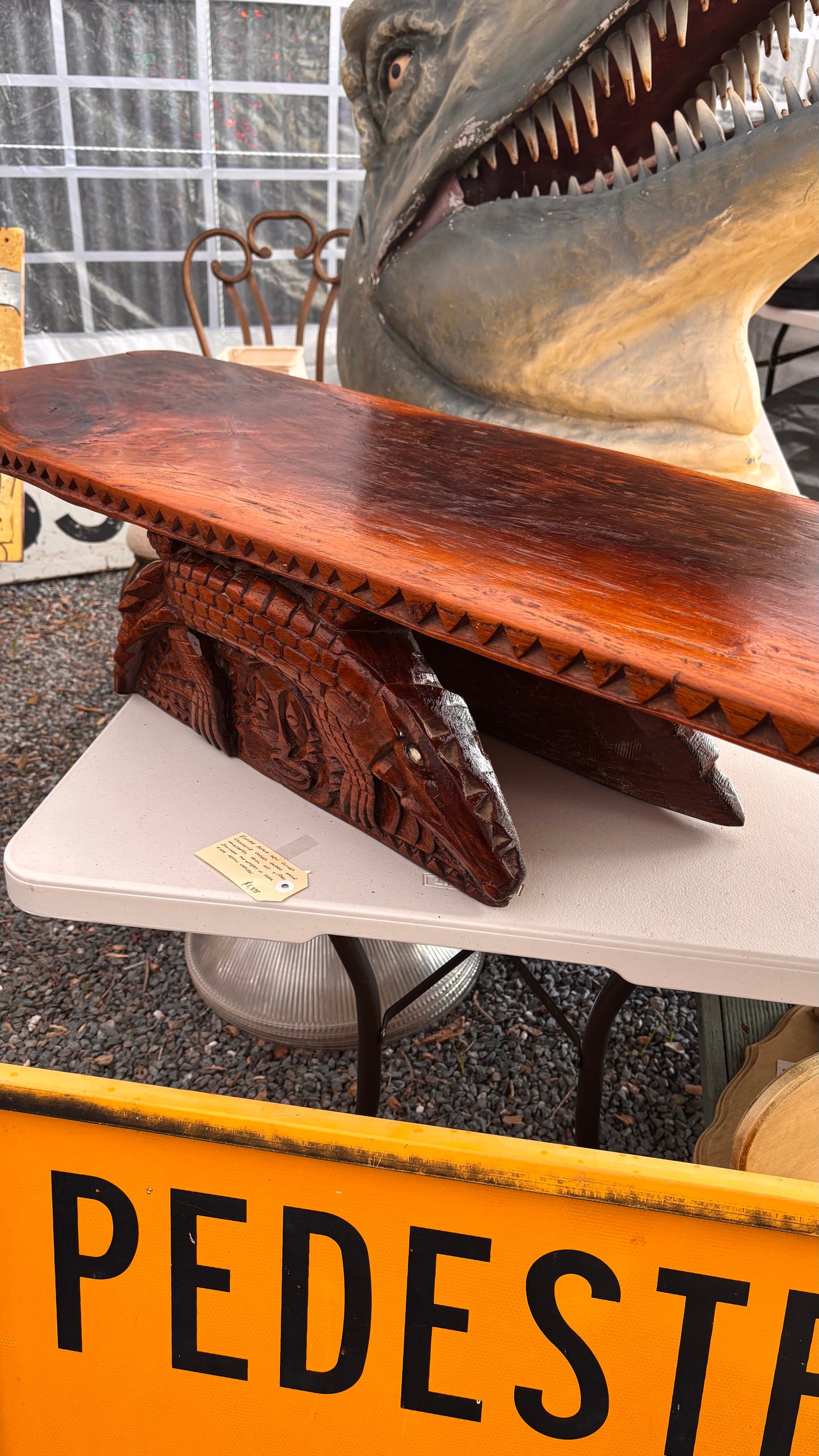 Vintage Papua New Guinea Crocodile Carved Coffee Table – Handcrafted Tribal Art