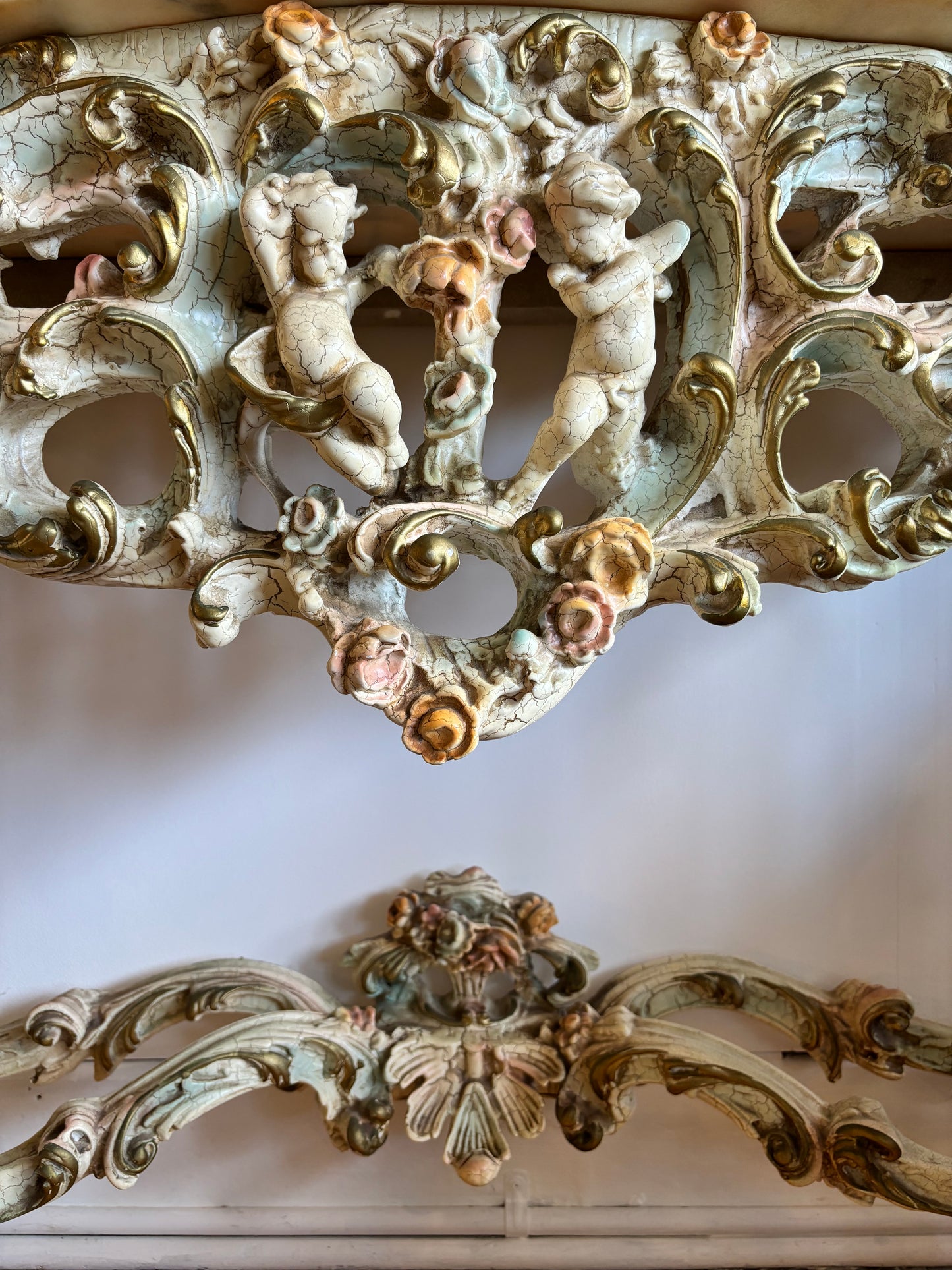 Substantial Italian Florentine Console with Mirror