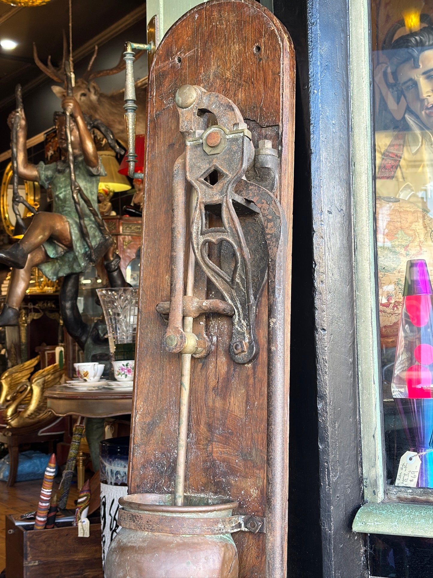 Antique Wall-Mounted Copper & Brass Water Pump (Circa 1900)