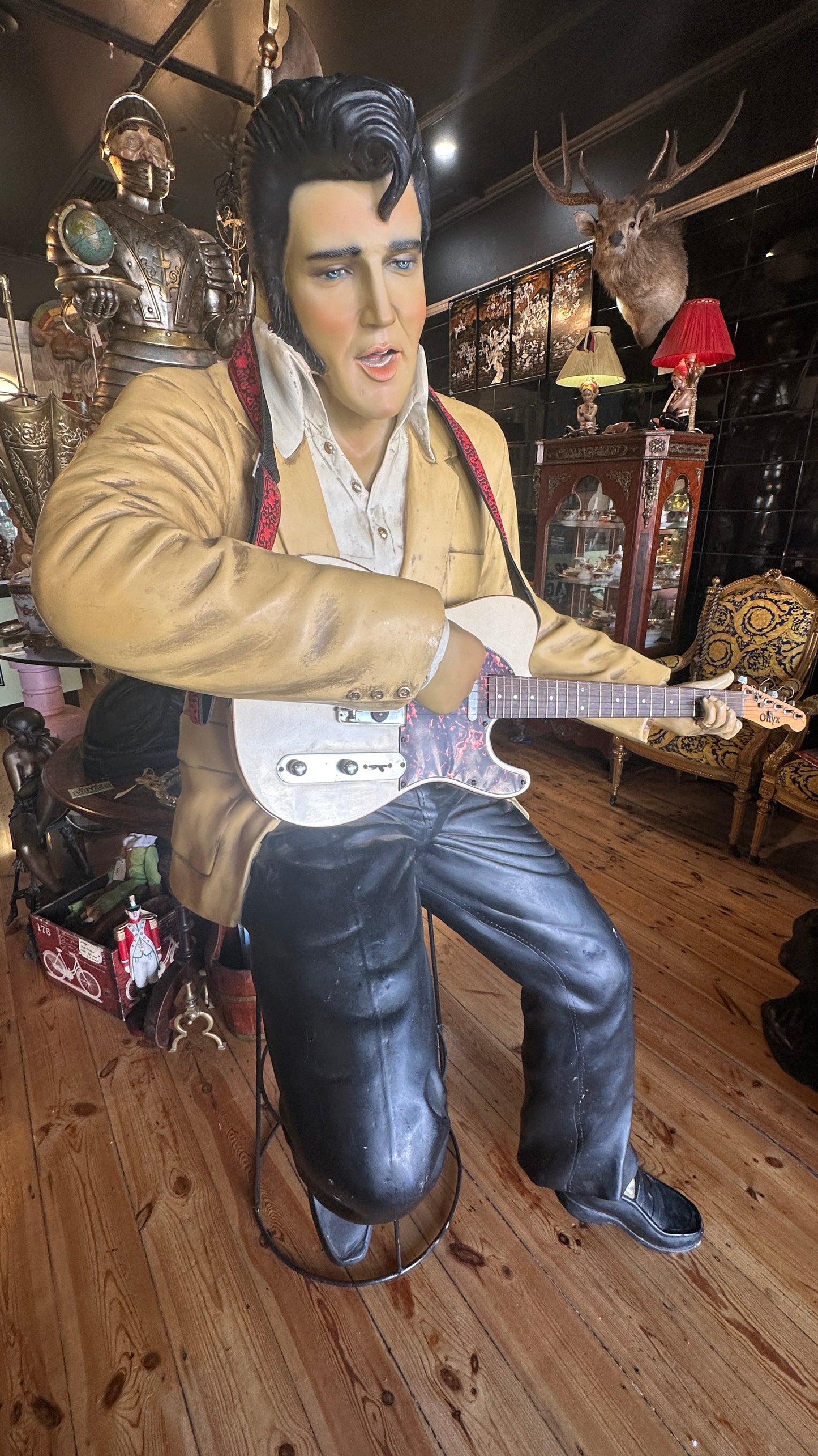 Life-Size Elvis Presley Fibreglass Statue – Seated with Guitar