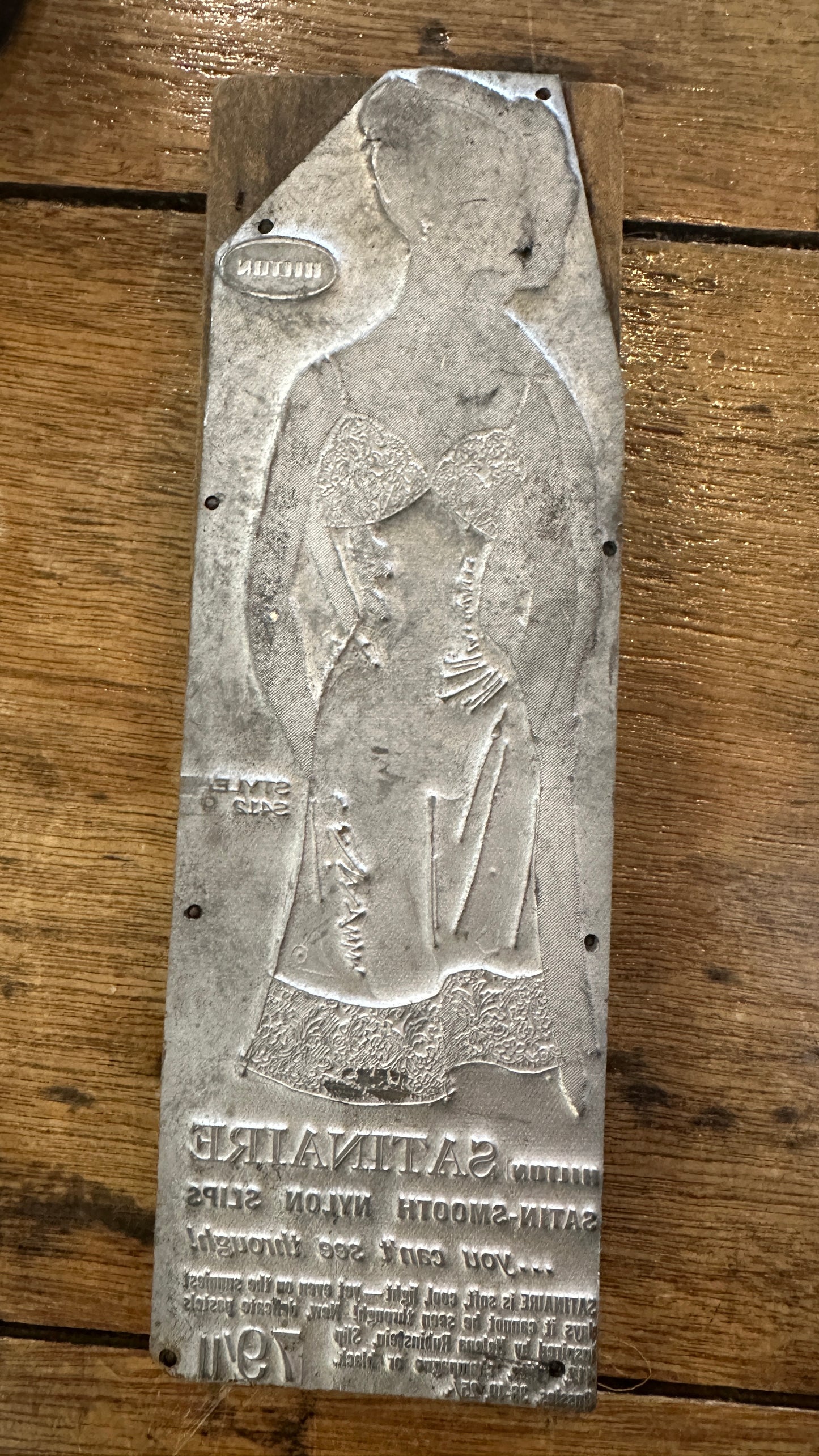 Vintage letterpress printing block, mid 20th Century