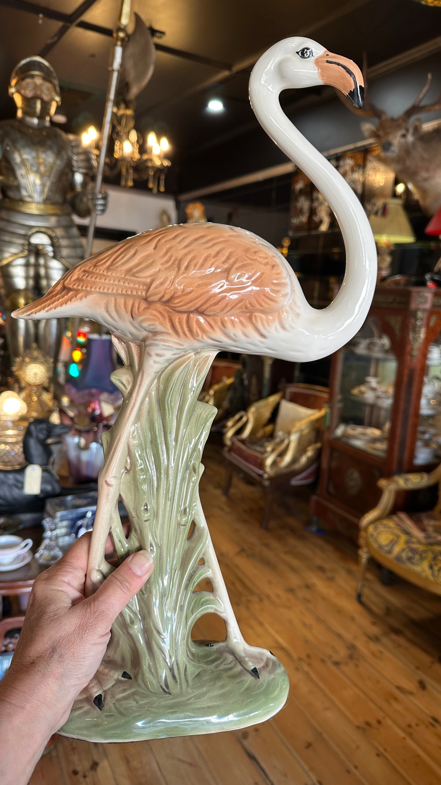 Vintage Australian Flamingo Pair – Handcrafted Ceramic Sculptures (Magill Ceramics SA) $329 PAIR