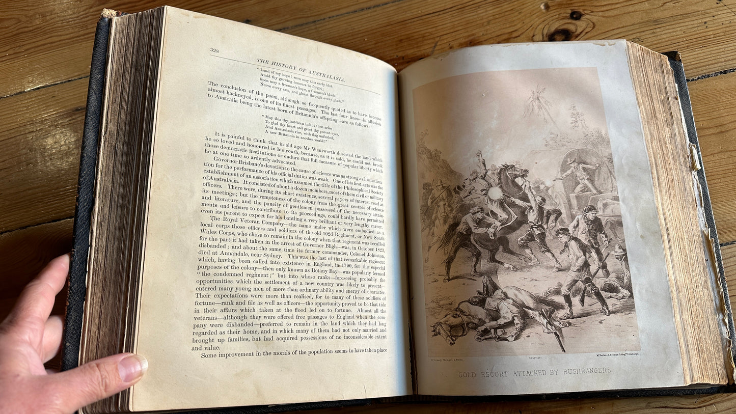 Antique leather-bound 1878 edition of The History of Australasia by David Blair, published by McGready, Thomson & Niven