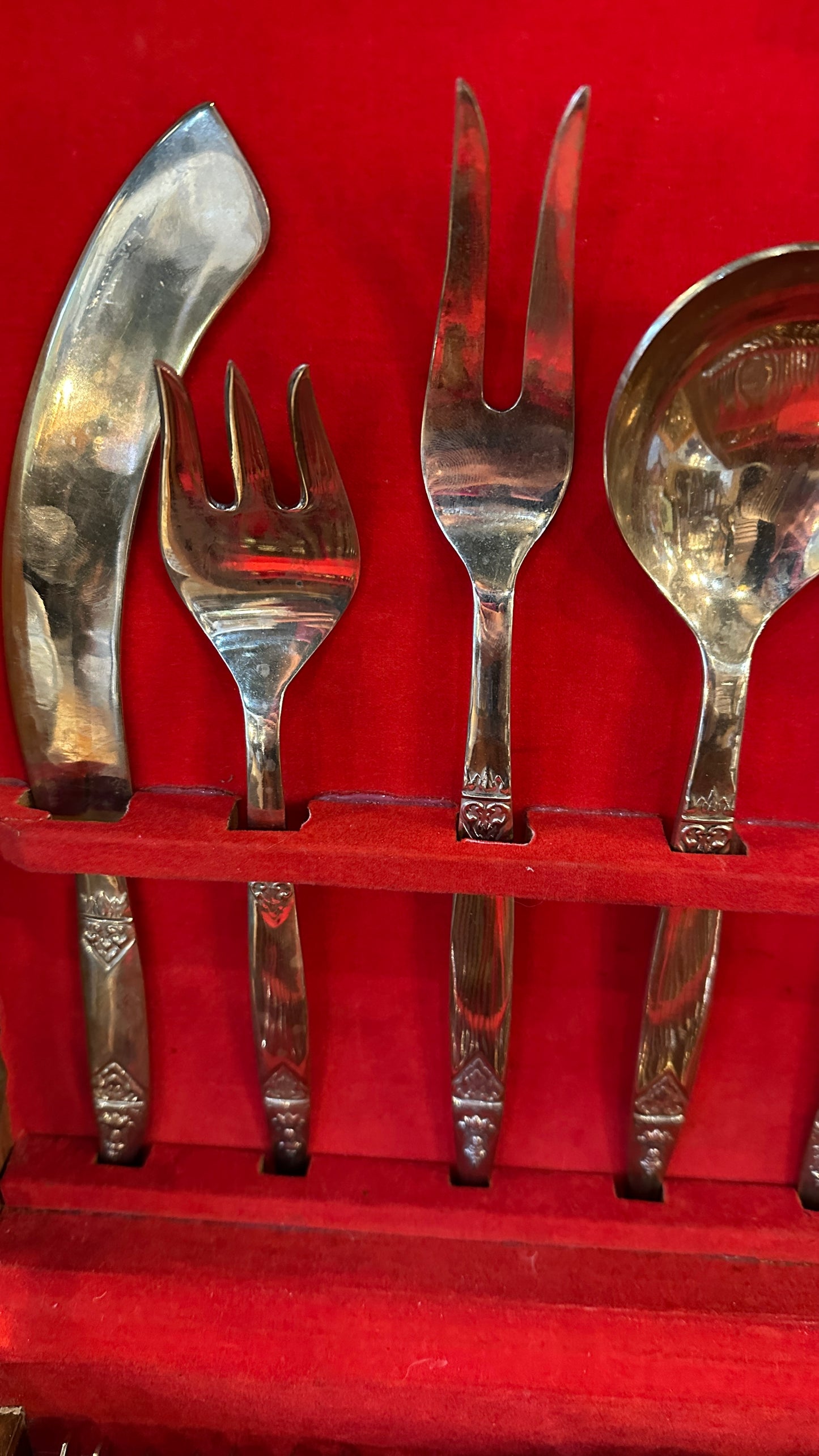 Vintage Solid Nickel-Bronze Thailand Large Expanded Dinner Cutlery Set