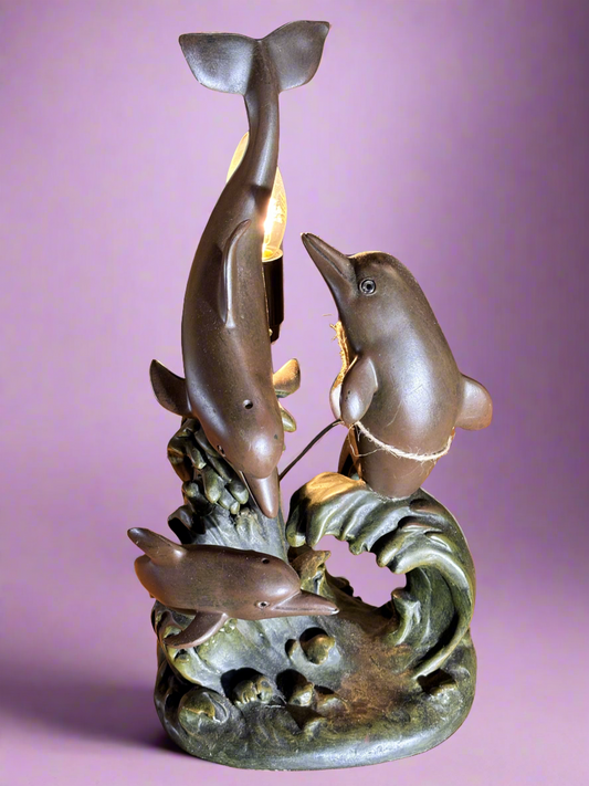 Art Nouveau Frolicking Dolphin Lamp