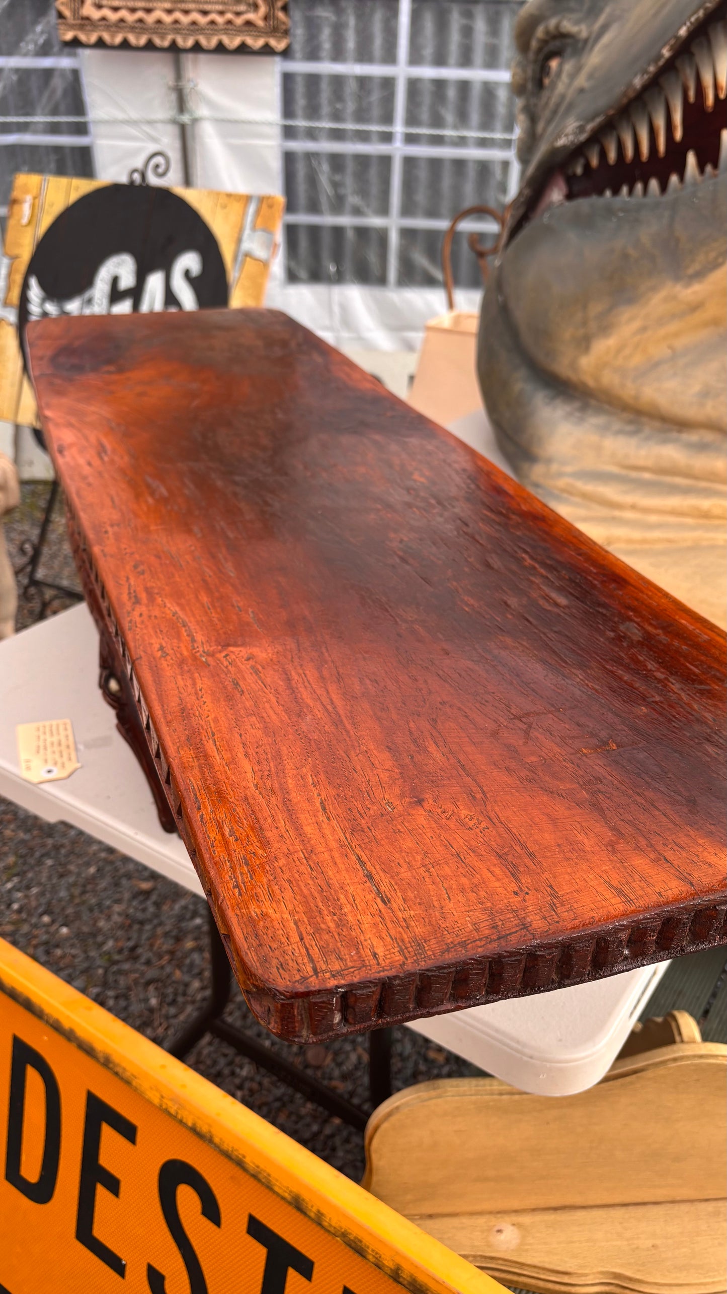 Vintage Papua New Guinea Crocodile Carved Coffee Table – Handcrafted Tribal Art